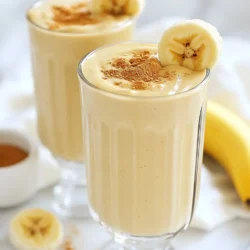 - Ripe Bananas: 2 - Creamy Peanut Butter: 2 tablespoons - Almond Milk: 1 cup (or any milk of choice) - Honey or Maple Syrup: 1 tablespoon (optional) - Vanilla Extract: 1/2 teaspoon - Ground Cinnamon: 1/2 teaspoon - Rolled Oats: 1/4 cup - Chia Seeds: 1 tablespoon (optional) - Ice Cubes: to taste The key to a great peanut butter banana smoothie starts with fresh, ripe bananas. They add natural sweetness and creaminess. Creamy peanut butter gives the drink a rich flavor and protein boost. Almond milk is my favorite, but feel free to use any milk you like. Honey or maple syrup can sweeten it, but that’s optional. Vanilla extract adds depth, while ground cinnamon brings warmth. I love adding rolled oats for extra fiber, making this smoothie filling. Chia seeds add a nice crunch and nutrition, but they’re not a must. Finally, ice cubes make the drink cold and refreshing. Gather these ingredients and get ready to blend! Each one plays a role in creating a smooth, energizing drink. {{ingredient_image_1}} - Peel and chunk the bananas. - Measure out the peanut butter and milk. Start by peeling the ripe bananas. Ripe bananas add sweetness and creaminess to the smoothie. Break them into small chunks and toss them into your blender. Next, scoop out two tablespoons of creamy peanut butter. This nutty spread gives a rich flavor and protein boost. Now, measure one cup of almond milk or any milk you prefer. This will help blend everything smoothly. - Combine all ingredients in the blender. - Blend until smooth and creamy. Now it's time to blend! Add the banana chunks, peanut butter, and milk into the blender. If you like, you can add honey or maple syrup for extra sweetness, along with vanilla extract and ground cinnamon for flavor. Toss in rolled oats and chia seeds if you want added nutrition. Secure the lid and blend on high speed until you achieve a smooth and creamy texture. - Add more milk or ice for desired thickness. - Taste and customize sweetness if needed. After blending, check the consistency. If you want a thinner smoothie, add more milk. If you prefer it thicker, add some ice cubes. Blend again until it's just right for you. Now taste your smoothie! If it needs a little more sweetness, stir in more honey or maple syrup. Enjoy a delicious and energizing drink that fills you up! - Use ripe bananas for optimal sweetness. They should have a few brown spots. - Overripe bananas can enhance flavor. They add a rich, sweet taste to the smoothie. - The best blenders for smoothies are high-speed ones. They blend ingredients smoothly and quickly. - To avoid lumps, blend in the right order. Start with liquids, then add solids. - Try garnishing with a sprinkle of ground cinnamon. It adds a nice touch and flavor. - Slices of banana on the rim of the glass look great. They make the drink more appealing to serve. Pro Tips Use Frozen Bananas: For an extra creamy texture, freeze your bananas beforehand. This will also make your smoothie colder without needing too much ice. Nut Butter Alternatives: If you're allergic to peanuts, try almond or cashew butter as a creamy alternative that adds a different flavor dimension. Boost Nutritional Value: Add a handful of spinach or kale for a green smoothie twist that packs in extra vitamins without altering the taste significantly. Flavor Variations: Experiment with other spices like nutmeg or cardamom for unique flavor profiles. You can also add cocoa powder for a chocolatey delight! {{image_2}} You can make your Peanut Butter Banana Smoothie even better with healthy add-ins. - Adding spinach or kale for a green smoothie: Toss in a handful of fresh spinach or kale. It boosts nutrition without changing the taste much. You get more vitamins, and your smoothie turns a nice green color. This makes it fun for kids and adults alike! - Incorporating protein powder for an energy boost: If you need extra energy, try adding protein powder. It helps keep you full longer. Just one scoop can make your smoothie more filling and great for post-workout recovery. Changing up flavors adds fun to your smoothie. - Different nut butters like almond or cashew: You don’t have to stick to peanut butter. Almond or cashew butter can give your smoothie a new taste. Each nut butter has its unique flavor, making your drink exciting. - Adding cocoa powder for a chocolate twist: Want a chocolate flavor? Just add a tablespoon of cocoa powder. It gives a rich taste and pairs well with bananas. You’ll feel like you’re having dessert for breakfast! If you prefer dairy-free drinks, there are easy swaps. - Substituting almond milk for other dairy-free options: Almond milk is great, but you can use oat milk or coconut milk too. Each choice adds a different flavor and creaminess. - Using non-dairy yogurt for creaminess: If you want a thicker smoothie, try non-dairy yogurt. Options like coconut or soy yogurt can make your drink creamy and delicious. It also adds a bit of tang to balance the sweetness of bananas. After making your peanut butter banana smoothie, you might have some left. You can store it easily. Keep it in the fridge for up to 24 hours. Use a sealed container to keep it fresh. Shake or stir it well before drinking. If you want to save it for longer, freezing is a great option. Pour the smoothie into ice cube trays or freezer-safe bags. This way, you can enjoy a quick treat later. For the best freshness, use glass jars or BPA-free plastic containers. These options help keep your smoothie tasting great. If you’re on the go, use a travel mug with a lid. It prevents spills and keeps your drink cold. If you pack your smoothie for a lunch or snack, add an ice pack. This keeps it cool until you’re ready to enjoy it. If you do not have almond milk, you can use other types of milk. Here are some alternatives: - Regular cow's milk - Soy milk - Oat milk - Coconut milk Each milk option changes the flavor and texture a bit. For example, coconut milk adds a tropical taste. Soy milk makes it creamier. Oat milk gives a smooth finish. Choose what you like best! Yes, this smoothie is great for kids! It has many nutritional benefits: - Bananas provide potassium. - Peanut butter adds protein and healthy fats. - Oats give fiber and keep them full. To make it even more kid-friendly, try these tips: - Use less cinnamon if they do not like spice. - Add a bit of honey for extra sweetness. - Let kids help with blending! To create a thicker smoothie, follow these tips: - Use less almond milk or any milk you choose. - Add more rolled oats or bananas. - Try using frozen bananas instead of fresh ones. Some ingredients that help with thickness include: - Chia seeds - Avocado - Greek yogurt Experiment with these options to find your perfect thickness! This smoothie recipe is simple and delicious. You need ripe bananas, creamy peanut butter, and your choice of milk. Blend these with oats, chia seeds, and spices for a tasty treat. Customize it with add-ins like spinach for greens or protein powder for energy. You can store leftovers in the fridge or freezer. Enjoy this healthy drink with your family for a nutritious boost!