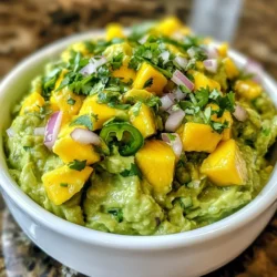 To make Spicy Mango Guacamole, gather these fresh ingredients: - 2 ripe avocados - 1 ripe mango, diced - 1 small red onion, finely chopped - 1 jalapeño, minced (adjust to taste) - 2 tablespoons fresh lime juice - 1/4 cup fresh cilantro, chopped - Salt to taste - Black pepper to taste Each ingredient plays a key role in creating a vibrant and zesty dip. The avocados provide a creamy base, while the mango adds sweetness and a tropical twist. The red onion gives it a nice crunch, and the jalapeño brings the heat. Lime juice helps balance flavors and adds freshness. Lastly, cilantro brings an herbaceous quality, making each bite lively. Using ripe ingredients is important. Ripe avocados should feel slightly soft, and ripe mangoes should yield to gentle pressure. This ensures your guacamole is flavorful and smooth. With these ingredients ready, you’re on your way to crafting a delightful dip that stands out at any gathering. {{ingredient_image_1}} How to Cut and Mash Avocados To start, cut the avocados in half. Remove the pit with a knife. Use a spoon to scoop out the green flesh into a bowl. Next, take a fork or potato masher and mash the avocados. You can make it smooth or keep it chunky, depending on your taste. How to Dice Mango Next, grab your mango. Cut off the sides of the mango seed. Then, create small squares in each piece. This helps to make the mango easy to scoop out. Finally, use a spoon to remove the diced mango from the skin. How to Chop Red Onion and Jalapeño Now for the red onion. Slice it in half and peel off the skin. Chop it finely for a good bite. For the jalapeño, slice it in half and remove the seeds. Then, mince it into small pieces. This gives your guacamole a nice kick! Combining Avocado and Mango In your mixing bowl, add the diced mango to the mashed avocado. Gently fold them together. This keeps the mango pieces intact while mixing. Adding Onion, Jalapeño, and Lime Juice Next, stir in the chopped red onion and minced jalapeño. Pour in the fresh lime juice. This adds a zesty flavor to your dip. Mix everything gently until well combined. Seasoning the Guacamole Now, season your guacamole with salt and black pepper. Taste it and adjust the seasoning as needed. This step is key to enhancing the overall flavor. Letting Flavors Meld After mixing, let the guacamole sit for about 10 minutes. This helps the flavors meld together. You will notice a richer taste after it rests. Serving Suggestions Serve your Spicy Mango Guacamole in a colorful bowl. Sprinkle some extra cilantro on top for a fresh look. Pair it with tortilla chips or fresh veggie sticks. Enjoy every bite! Adjusting Spiciness with Jalapeño You can change the heat level of your guacamole by adding more or less jalapeño. If you want it mild, use just a little. For a kick, add more jalapeño. Remember, always taste as you go! This helps you find the perfect balance for your spice preference. Balancing Sweetness and Acidity Mango brings sweetness, while lime juice adds zing. To balance these flavors, adjust the lime juice based on how sweet your mango is. If your mango tastes very sweet, add a bit more lime juice. This will keep your guacamole fresh and bright. Creative Serving Ideas Serve your Spicy Mango Guacamole in a bright bowl. You can also layer it in clear cups with tortilla chips. This adds a fun visual element. You can use colorful plates for a festive look, too. Garnishes to Enhance Appearance For a beautiful finish, sprinkle extra cilantro on top. You can also add lime wedges on the side. These garnishes make your dip look inviting. They also give your guests a hint of what flavors to expect. Pro Tips Choose Ripe Avocados: Ensure your avocados are ripe by gently pressing them; they should yield slightly. This will give your guacamole a creamy texture. Adjust Spice Level: If you're sensitive to spice, start with half the jalapeño and gradually add more to achieve your desired heat level. Fresh Lime Juice: Always use fresh lime juice instead of bottled for the best flavor; it brightens up the guacamole and enhances the overall taste. Let it Rest: Allowing the guacamole to rest for 10 minutes before serving lets the flavors meld together, creating a more delicious dip. {{image_2}} You can swap mango for other fruits. Peach or pineapple adds a nice twist. These fruits bring sweetness and a juicy bite. You can chop either fruit into small pieces. Mix them right into the guacamole. This change keeps the dip fresh and fun. You might also try adding pomegranate seeds. They add a pop of color and crunch. Their tartness balances the creamy avocados. Plus, they make the dish look great! Want to change it up? Try using green onion instead of red onion. Green onion has a milder flavor. It blends well with the other ingredients. You can also explore using different herbs. Basil or mint can add a unique taste. They bring freshness that works with the mango. Just chop them finely and mix them in. These small changes can create a whole new dip! To keep your spicy mango guacamole fresh for a few hours, store it in an airtight container. Press plastic wrap directly onto the surface of the guacamole before sealing the container. This helps limit air exposure and prevents browning. Guacamole can brown quickly, but this method slows it down. Keep it in the fridge until you are ready to serve it. If you want to save guacamole for later, you can freeze it. This works well for up to three months. To freeze, place the guacamole in a freezer-safe bag or container. Make sure to remove as much air as possible. When you are ready to eat, let it thaw in the fridge overnight. Once thawed, stir it well, and it’ll be ready to enjoy again. Freezing may change the texture slightly, but the flavors will still be delicious. Yes, you can use frozen mango. Just thaw it first. Frozen mango is sweet and soft. It works well in guacamole. If you use frozen mango, chop it finely. This helps it mix better. The flavor stays great, so go ahead! You can use cayenne pepper or hot sauce. Start with a small amount. Gradually add more to reach your heat level. Another option is to use crushed red pepper flakes. These add nice heat and flavor. Try different spicy ingredients to find your favorite mix! This dip pairs well with tortilla chips. Fresh veggie sticks like carrots or cucumbers complement it nicely too. You can also use it as a topping for tacos or nachos. It adds a sweet and spicy kick to any dish! This article covered making delicious guacamole. You learned about the key ingredients and how to prep them. We also explored mixing techniques and final touches for the best taste. I shared tips to enhance flavor and ideas for unique variations. Finally, I provided storage options to help keep your guacamole fresh. Guacamole is fun to make and share. Enjoy experimenting with flavors and find your favorite mix!