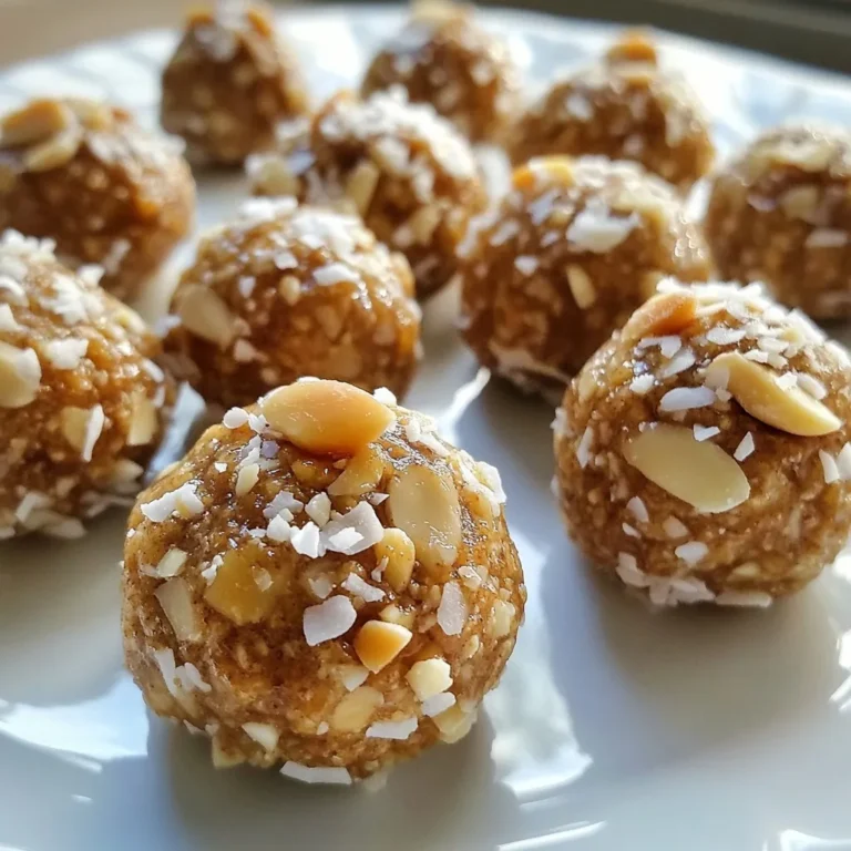 Creating Vanilla Chai Energy Bites is simple. Here’s a complete list of the ingredients you need: - 1 cup rolled oats - 1/2 cup almond butter - 1/4 cup honey or maple syrup - 1 tablespoon vanilla extract - 1 teaspoon ground cinnamon - 1/2 teaspoon ground ginger - 1/4 teaspoon ground cardamom - 1/4 teaspoon ground cloves - 1/4 cup chopped almonds - 1/4 cup unsweetened shredded coconut - Pinch of salt Each ingredient plays a key role in the flavor and texture of these bites. Rolled oats give a hearty base. Almond butter adds creaminess and protein. Honey or maple syrup provides natural sweetness. Vanilla extract enhances the flavor, making each bite delightful. The spices turn these bites into a cozy treat. Ground cinnamon, ginger, cardamom, and cloves create that classic chai flavor. Chopped almonds add crunch, while shredded coconut brings a touch of sweetness. Don’t forget the pinch of salt, which balances the flavors perfectly. Gather these ingredients before you start. Having everything ready makes cooking fun and easy! {{ingredient_image_1}} - Step 1: Mix Base Ingredients Start by taking a large mixing bowl. Add 1 cup of rolled oats, 1/2 cup of almond butter, and 1/4 cup of honey or maple syrup. Pour in 1 tablespoon of vanilla extract. Stir everything until smooth and well combined. - Step 2: Add Spices and Mix Next, add your spices. You’ll need 1 teaspoon of ground cinnamon, 1/2 teaspoon of ground ginger, 1/4 teaspoon of ground cardamom, and 1/4 teaspoon of ground cloves. Don't forget the pinch of salt! Mix these in well to ensure the spices spread evenly. - Step 3: Fold in Nuts and Coconut Now, fold in 1/4 cup of chopped almonds and 1/4 cup of unsweetened shredded coconut. Make sure they’re mixed in well. This adds a nice crunch and flavor to your bites. - Step 4: Chill the Mixture It’s time to chill the mixture. Place your bowl in the fridge for about 30 minutes. This step helps the mixture firm up, making it easier to shape. - Step 5: Shape the Energy Bites After chilling, take out the mixture. Scoop about a tablespoon of it and use your hands to roll it into bite-sized balls. Keep doing this until you’ve shaped all the mixture into energy bites. - Step 6: Store Properly Finally, store your energy bites in an airtight container. Keep them in the fridge to stay fresh. Enjoy your tasty and healthy snack anytime! How to Achieve the Right Consistency To get the best texture, mix your ingredients well. If the mixture feels too dry, add a splash of almond butter or honey. If it’s too wet, a little more oats can help. The balance matters for easy rolling. Recommended Chilling Time Adjustments Chill the mixture for about 30 minutes. This time helps it firm up nicely. If your kitchen is warm, consider chilling for 45 minutes. This extra time makes rolling the bites easier and less sticky. Personalizing Your Energy Bites with Add-ins Feel free to customize your bites! You can add chocolate chips, dried fruit, or seeds. If you love a nutty crunch, swap in different nuts for chopped almonds. The options are endless, so make them your own! Pro Tips Chill for Easier Handling: Refrigerating the mixture for 30 minutes makes it easier to roll into bite-sized balls without sticking to your hands. Customize Your Nuts: Feel free to substitute the almonds with your favorite nuts, such as walnuts or pecans, to add different flavors and textures. Sweetener Options: You can swap honey for agave syrup or maple syrup if you're looking for a vegan alternative. Storage Tips: Keep the energy bites in an airtight container in the refrigerator for up to a week, or freeze them for longer shelf life. {{image_2}} Nut Butter Alternatives If almond butter is not your favorite, you can use peanut butter or sunflower seed butter. Both will give your bites a rich taste. They also hold the mix together well. Sweetener Options You can swap honey for maple syrup or agave nectar. Each option adds its unique flavor. Choose what you like best or what you have at home. Spice Adjustments Feel free to add or reduce spices as you wish. If you love nutmeg, add some! If you want less ginger, skip it. Cooking is all about what you enjoy. Chocolate Chip Vanilla Chai Energy Bites For a sweet twist, mix in mini chocolate chips. They melt in your mouth and pair well with the vanilla chai flavor. Pumpkin Spice Energy Bites Add pumpkin puree and a sprinkle of pumpkin spice blend. This gives a cozy fall taste. You’ll enjoy a new flavor with the same great energy boost. Other Flavor Inspirations Try adding dried fruit like cranberries or apricots. You can also use different nuts like walnuts or pecans. The options are endless, so be creative! - Airtight Containers: Always use an airtight container for storage. This keeps the bites fresh and prevents them from drying out. - Refrigeration Tips: Keep your energy bites in the fridge. They taste great cold and stay fresh for longer. - Freezing for Long-Term Storage: If you want to store them longer, freeze the bites. Use a freezer-safe bag and layer them with parchment paper. - Duration of Freshness in the Fridge: In the fridge, these bites last about one week. Enjoy them as a quick snack throughout the week. - Signs of Spoilage: Check for any off smells or changes in texture. If they feel sticky or look discolored, it’s best to toss them. How long can I store Vanilla Chai Energy Bites? You can store these energy bites in the fridge for about one week. They stay fresh and tasty when kept in an airtight container. If you want them to last longer, try freezing them. They can last up to three months in the freezer. Can I make these energy bites nut-free? Yes, you can make these energy bites nut-free. Instead of almond butter, use sun butter or soy nut butter. This change keeps the bites safe for those with nut allergies while still being delicious. Are there any vegan options for this recipe? Yes, you can easily make this recipe vegan. Substitute honey with maple syrup or agave nectar. This swap makes the energy bites plant-based and still sweet. What is the nutritional value of Vanilla Chai Energy Bites? Each bite is packed with nutrients. They provide healthy fats from the almond butter, fiber from the oats, and natural sweetness from honey or maple syrup. Each bite has about 100 calories, 4 grams of protein, and 7 grams of carbs. Where can I buy pre-made Vanilla Chai Energy Bites? You can find pre-made Vanilla Chai Energy Bites at many health food stores or online. Brands like RXBAR and LaraBar often offer similar flavors. Check the snack aisle for quick options! In this blog post, we explored the tasty and simple recipe for Vanilla Chai Energy Bites. We covered all the key ingredients, from oats to spices, and provided a clear step-by-step guide. You learned tips for the perfect texture and how to customize flavors. Plus, we discussed the best storage methods to keep your bites fresh. These energy bites are a fun and healthy snack. Enjoy making them and experimenting with different flavors! Remember, the more you make, the better you get at it.
