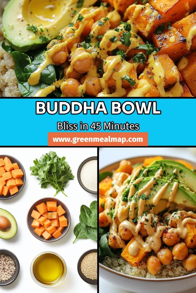Discover the deliciousness of this Sweet Potato Chickpea Bowl, a vibrant Vegan Buddha Bowl that's perfect for any meal prep! This Buddha Bowl Recipe features roasted sweet potatoes and chickpeas atop a bed of nutritious quinoa. Packed with flavor and healthy ingredients, it's one of the best Healthy Chickpea Recipes out there. Ready to ditch the ordinary? Save this Quinoa Sweet Potato Bowl recipe now and enjoy a nourishing, satisfying meal! #BuddhaBowl #VeganRecipes #HealthyEating #MealPrep