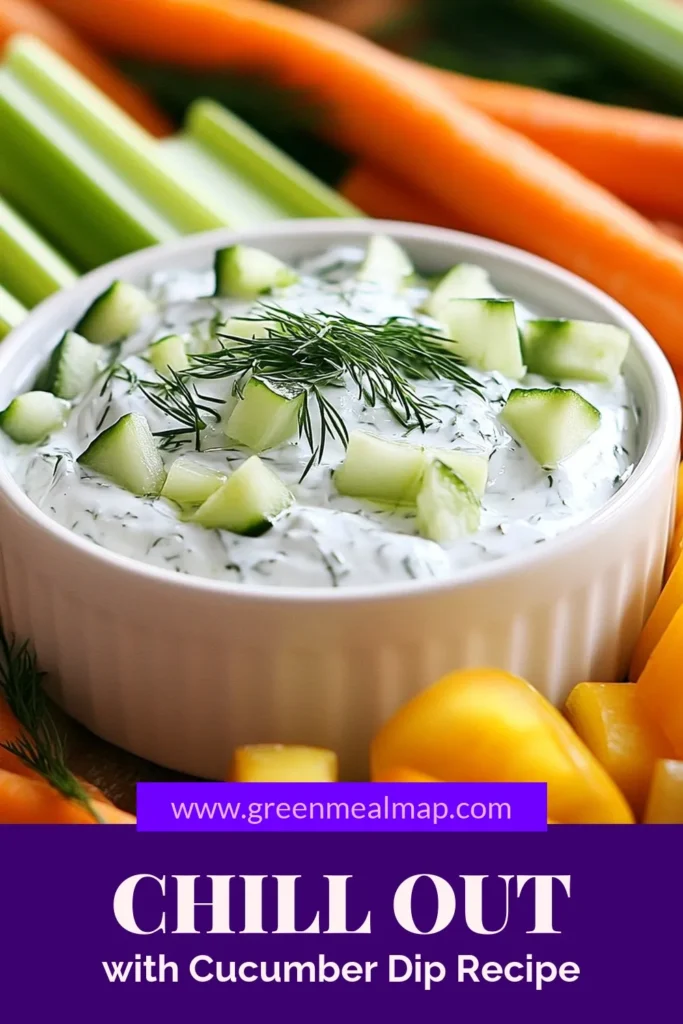 Dive into this creamy and refreshing Cucumber Dill Dip, the perfect addition to your snack table! This healthy cucumber dip is a breeze to whip up with our easy dill yogurt dip recipe that combines Greek yogurt, fresh dill, and grated cucumber. Ideal for parties or as a light appetizer, it’s sure to impress. Try making this Cucumber Dill Greek Yogurt Dip today and elevate your dipping game! Don't forget to save this recipe! #GreekYogurtDip #HealthyDip #CucumberDip #DillDip
