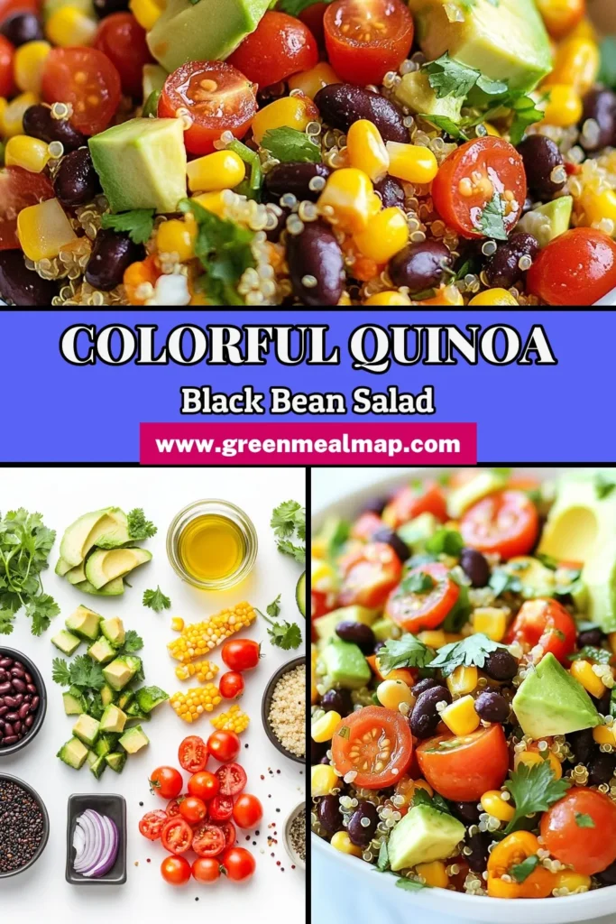 Discover the deliciousness of this black bean quinoa salad, a must-try quinoa salad recipe perfect for any occasion! Featuring colorful ingredients like black beans, bell peppers, and corn, this fiesta salad with black beans is not only healthy but also bursting with flavor. Ideal for meal prep, it's one of the best healthy quinoa recipes you can find. Save this vegetarian quinoa salad recipe for your next gathering! #QuinoaSalad #HealthyRecipes #BlackBeans #VegetarianFood