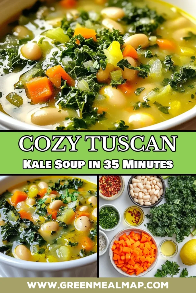 Warm up with this delicious Tuscan white bean kale soup, a healthy kale soup recipe perfect for any day of the week. Packed with nutritious vegetables and creamy white beans, this vegetarian soup with white beans is a must-try! It's an easy vegetable soup that's both satisfying and nourishing. Make this plant-based soup recipe for a wholesome dinner. Save this recipe for later and share it with friends! #HealthyRecipes #VegetarianSoup #MealPrep #KaleSoup