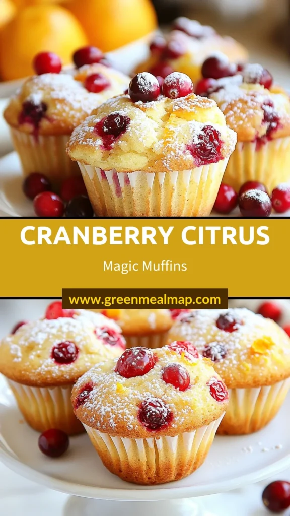 Indulge in these delicious cranberry citrus muffins with this easy orange cranberry recipe! These homemade muffins with cranberries are packed with fresh flavors and make for a delightful breakfast or snack. Perfectly light and fluffy, they combine tart cranberries with zesty orange, making them a must-try. Bake a batch of fresh cranberry muffins today and enjoy the citrus goodness! Save this recipe for later! #CranberryMuffins #CitrusMuffins #HealthyBaking #MuffinRecipes