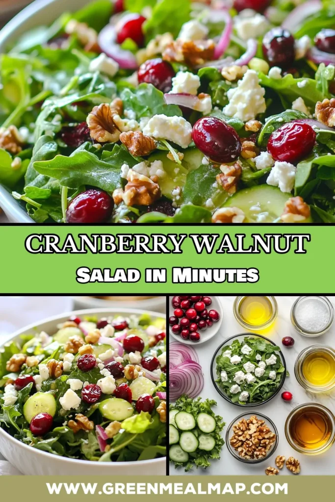 Create a delightful feast for your taste buds with this Cranberry Walnut Salad, perfect for any occasion! This Healthy Green Salad Recipe features mixed baby greens, fresh cranberries, and toasted walnuts, all topped with a quick salad with feta for a burst of flavor. Easy enough for a weeknight dinner and stylish enough for a holiday gathering, this Easy Holiday Salad will impress your guests. Try it now and elevate your salad game! #SaladRecipes #HealthyEating #CranberrySalad #EasyRecipes