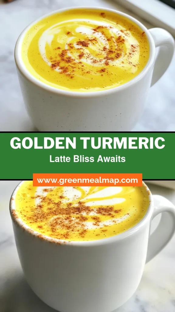 Indulge in this delicious golden turmeric latte recipe, a warm and cozy plant-based latte that's perfect for any time of day. This golden milk recipe combines the goodness of turmeric with almond milk, creating a healthy turmeric drink that's also dairy-free. Ready in just 10 minutes, this nourishing turmeric beverage will delight your senses. Save this recipe for your next wholesome treat! #TurmericLatte #GoldenMilk #HealthyDrink #DairyFree