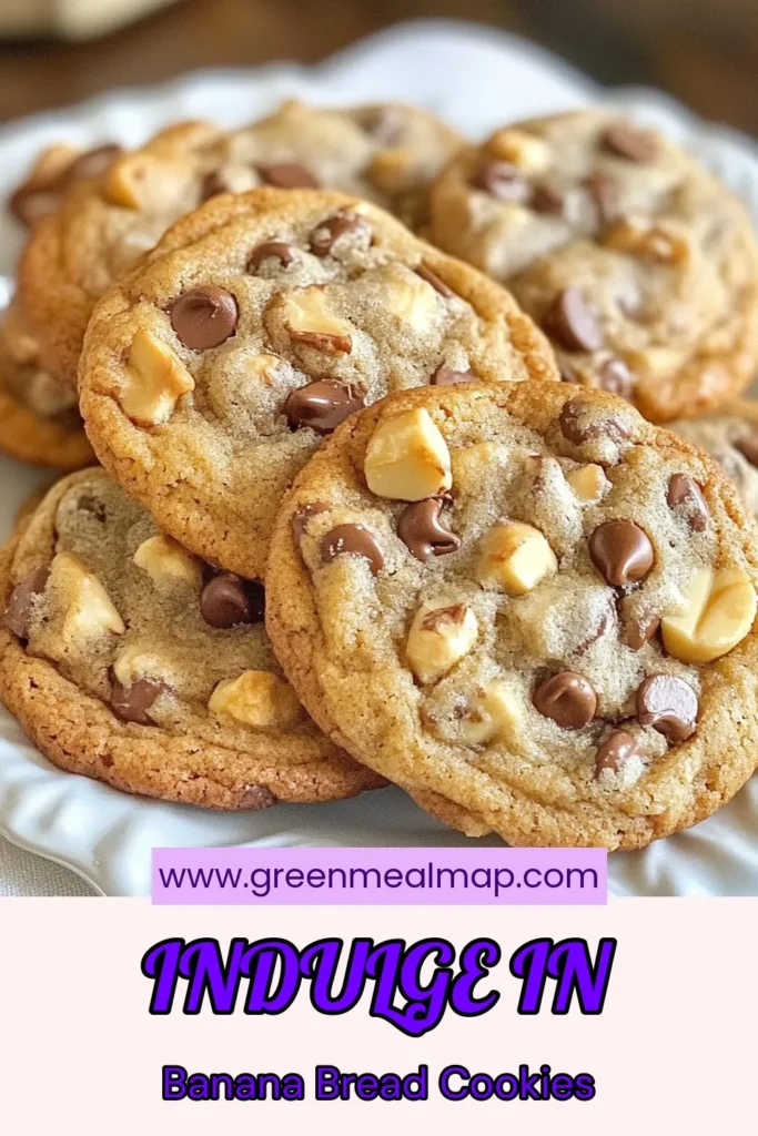 Indulge in the delicious comfort of Chocolate Chip Banana Bread Cookies! This easy chocolate chip cookies recipe combines ripe bananas and semi-sweet chocolate chips for a guilt-free treat. Add walnuts for an extra crunch in these healthy banana cookies. Perfect for snacking or dessert, this banana bread cookies recipe is sure to impress. Try it today and save your favorite moments! #BananaCookies #ChocolateChipCookies #HealthyTreats #BakingFun