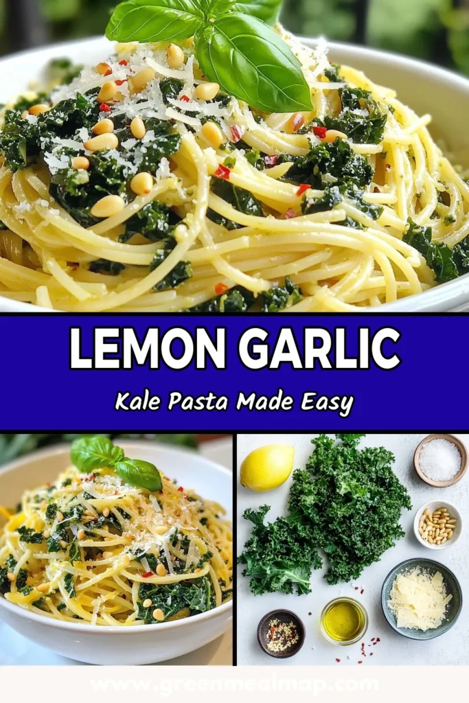 Discover the vibrant and delicious Lemon Garlic Kale Pasta, a must-try vegetarian pasta recipe that makes for a quick pasta meal! This healthy pasta dish is packed with nutrients and flavor, showcasing the perfect blend of lemon and garlic with fresh kale. Follow our Kale Pasta Recipe for a delightful dinner in just 20 minutes. Save this for your next healthy weeknight meal! #LemonGarlicPasta #HealthyPastaDishes #VegetarianPastaRecipe #QuickPastaMeal