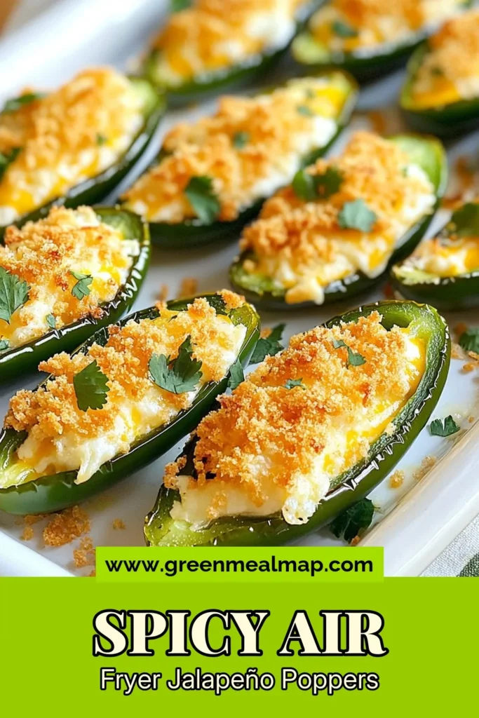 Savor the flavor of these Air Fryer Jalapeño Poppers, the perfect spicy jalapeño poppers recipe for any gathering! Stuffed with creamy cheese and crispy perfection, these cream cheese stuffed jalapeños are an easy appetizer recipe that will impress your guests. Get ready for a delightful kick and make your appetizers stand out. Don't miss out—save this recipe now! #AirFryerRecipes #EasyAppetizers #SpicySnacks #JalapenoPoppers
