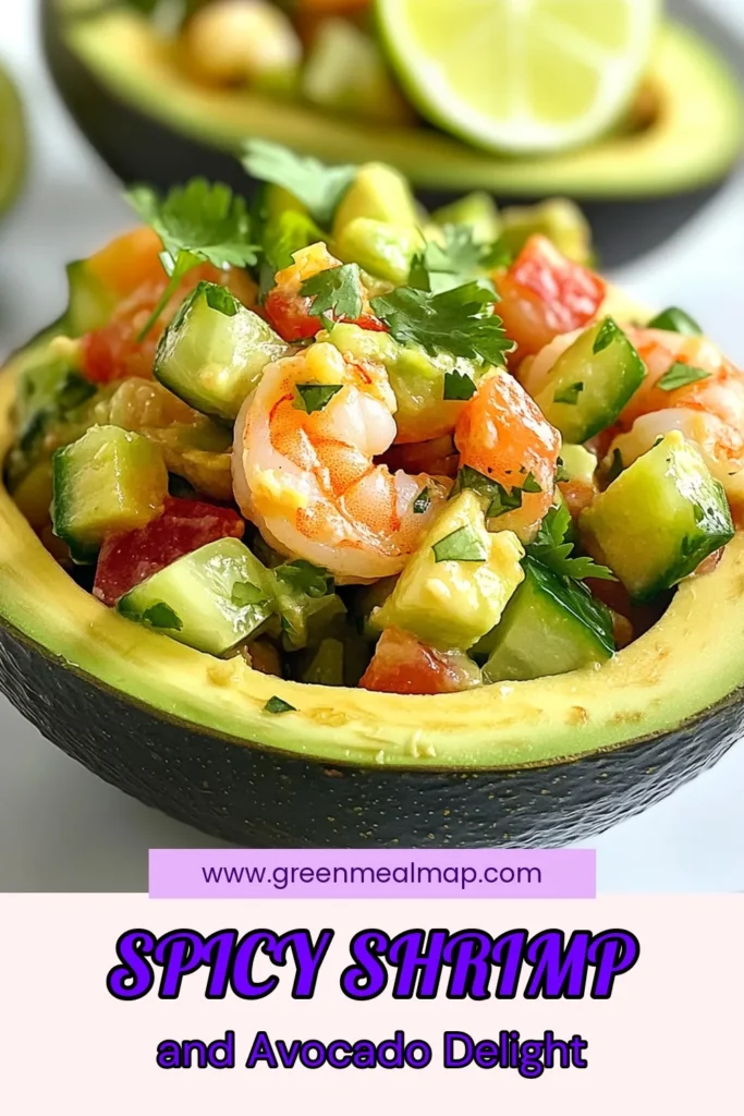 Discover this delicious Spicy Shrimp Avocado Salad, the perfect blend of flavors for a healthy meal! Packed with protein and healthy fats, this easy shrimp salad is a must-try. Ideal for lunch or dinner, it features fresh ingredients like cucumbers, bell peppers, and zesty lime. Embrace healthy shrimp recipes today and impress your family with this vibrant avocado salad recipe. Save and share! #SpicyShrimpSalad #HealthyRecipes #EasyShrimpSalad #AvocadoSaladRecipe