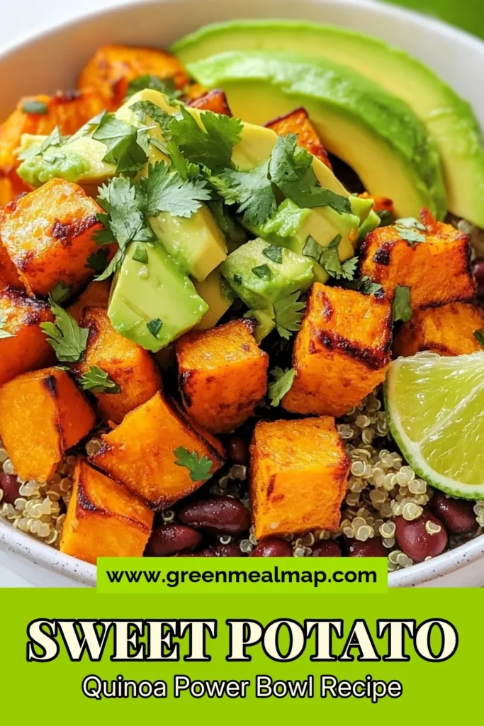 Discover the delicious and nutritious Roasted Sweet Potato Quinoa Bowl, a standout in healthy quinoa recipes. Perfect for meal prep, this vegetarian delight combines roasted sweet potatoes, black beans, and fresh avocado for a satisfying meal. Transform your lunches with this sweet potato and black bean salad that’s easy to make and full of flavor. Try it today and enjoy the wholesome goodness! #QuinoaBowl #HealthyEating #VegetarianRecipes #MealPrepIdeas