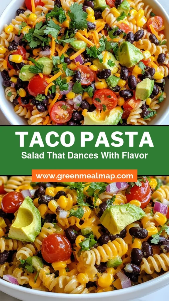 Discover the vibrant flavors of Fiesta Taco Pasta Salad, the perfect dish for summer! This easy summer pasta salad brings together fusilli, black beans, corn, and fresh veggies for a delightful twist on taco salad with pasta. Perfect for picnics or potlucks, our Mexican pasta salad recipe is a crowd-pleaser. Try this cold pasta salad recipe today and elevate your summer gatherings. Save this recipe for your next fiesta! #PastaSalad #MexicanFood #SummerEats #TacoTuesday