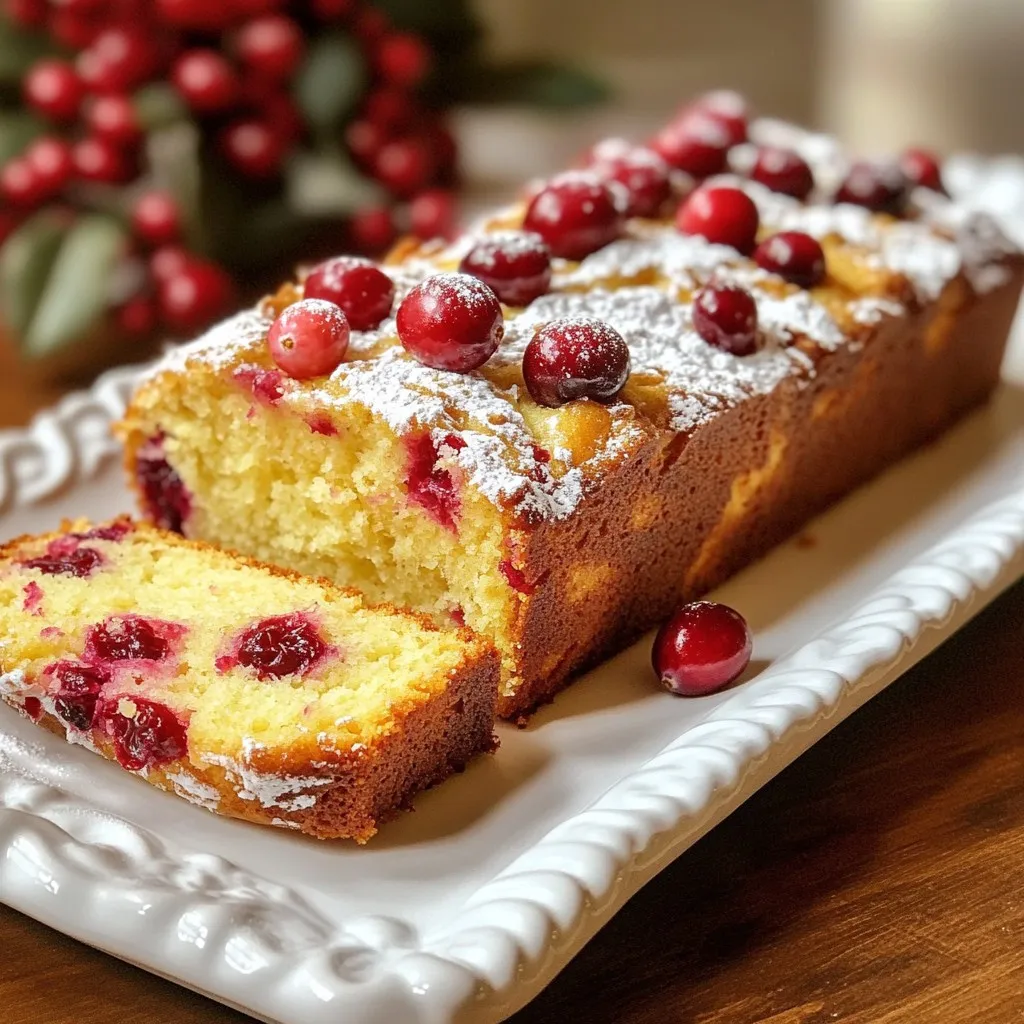 - 2 cups all-purpose flour - 1 teaspoon baking powder - 1 teaspoon baking soda - 1/2 teaspoon salt - 1 teaspoon ground cinnamon - 1/2 cup unsalted butter, softened - 1 cup sugar - 2 large eggs - 1 teaspoon vanilla extract - 1 cup buttermilk - 1 1/2 cups fresh cranberries (or frozen, thawed) - 1/2 cup chopped walnuts (optional) - 1/4 cup orange zest Gather these ingredients for a great start. Each one plays a key role in flavor and texture. The flour gives structure, while the baking powder and soda help the loaf rise. Salt enhances taste, and cinnamon adds warmth. Softened butter is vital for a creamy mix. Sugar sweetens the loaf nicely. Eggs bind the mixture to create a tender crumb. Vanilla adds a lovely scent, and buttermilk makes the loaf moist. Cranberries provide tartness, creating a balance with the sugar. If you love nuts, walnuts add a nice crunch. Orange zest brightens the flavor and gives a fresh twist. Once you have these ingredients, you are ready to make a delightful breakfast loaf. Enjoy the process of mixing and baking as the aroma fills your kitchen! {{ingredient_image_1}} First, preheat your oven to 350°F (175°C). This temperature is perfect for baking. While the oven warms up, grab a 9x5-inch loaf pan. Grease it well or line it with parchment paper. This step helps you remove the loaf easily after baking. In a medium bowl, combine the dry ingredients. You will need: - 2 cups all-purpose flour - 1 teaspoon baking powder - 1 teaspoon baking soda - 1/2 teaspoon salt - 1 teaspoon ground cinnamon Whisk these together until they are mixed well. This mix is the backbone of your loaf. Set it aside for later use. Now, take a large mixing bowl. Add 1/2 cup of softened unsalted butter and 1 cup of sugar. Use a hand mixer or a whisk to cream them together. Mix until the mixture looks light and fluffy. This step adds air to your batter, making it rise nicely. Next, you will add 2 large eggs to the creamed butter and sugar. Add them one at a time, mixing well after each addition. Then, pour in 1 teaspoon of vanilla extract. Mix until everything is smooth. This adds flavor and richness to your loaf. Now it’s time to mix the wet and dry ingredients. Start by adding a bit of the dry mix to the butter mixture. Then pour in 1 cup of buttermilk. Alternate between the dry mix and the buttermilk, starting and ending with the dry ingredients. Mix until just combined. This method keeps your batter light. Gently fold in 1 1/2 cups of fresh cranberries and 1/2 cup of chopped walnuts if you like. Use a spatula to carefully mix them in. Avoid overmixing to keep your loaf tender. You can also add 1/4 cup of orange zest for a fresh twist. Pour the batter into your prepared loaf pan. Smooth the top with a spatula. Place it in the oven and bake for 55-60 minutes. Check doneness by inserting a toothpick in the center. If it comes out clean, the loaf is done. If the top browns too fast, cover it with foil. Once baked, let the loaf cool in the pan for 10 minutes. Then, transfer it to a wire rack to cool completely. Using ingredients at room temperature is key. Cold butter can lead to lumps. Softened butter helps mix better, creating a smooth batter. Eggs should also be warm. This way, they blend easily with the butter and sugar. To check for doneness, use a toothpick. Insert it into the center of the loaf. If it comes out clean, the loaf is ready. If it’s wet, give it a few more minutes. Cover with foil if the top turns too dark to avoid burning. For a pretty finish, slice the loaf and serve warm. Drizzle a simple glaze made of powdered sugar and orange juice on top. Add fresh cranberries for a splash of color. A dusting of powdered sugar completes the festive look. Pro Tips Use Fresh Cranberries: Opt for fresh cranberries when in season for the best flavor and texture. If using frozen, ensure they are fully thawed and drained before adding to the batter. Room Temperature Ingredients: Make sure your butter, eggs, and buttermilk are at room temperature. This helps create a smoother batter and ensures even baking. Check Doneness: Start checking the loaf a few minutes before the suggested baking time. Ovens can vary, so a toothpick should come out clean or with a few crumbs, not wet batter. Store Properly: To keep the loaf fresh, wrap it tightly in plastic wrap and store it at room temperature for up to 3 days, or freeze for up to 3 months. {{image_2}} You can change this loaf based on the season. For a fall twist, add chopped apples or pears. In winter, mix in dried fruits like apricots or figs. You can also try spices like nutmeg or cardamom for warmth. These changes bring new flavors to your breakfast loaf. To make this loaf gluten-free, swap regular flour for a gluten-free blend. Look for a blend that includes xanthan gum. This helps give the loaf a nice structure. Follow the same steps in the recipe. You will still enjoy a moist and tasty loaf! If you want to skip walnuts, there are many options. Use chopped pecans or almonds for a different crunch. You could even add seeds like sunflower or pumpkin. These nuts and seeds add great texture and flavor, making your loaf even better. To keep your cranberry breakfast loaf fresh, wrap it tightly in plastic wrap. Place it in an airtight container to block air. This way, it stays moist and tasty. You can also store it at room temperature. Just keep it out of direct sunlight. If you plan to eat it within a few days, this method works well. For longer storage, consider freezing. To freeze the loaf, first let it cool completely. Then, slice it for easier serving. Wrap each slice in plastic wrap, and then place them in a freezer bag. Be sure to remove as much air as possible. This helps prevent freezer burn. To reheat, take a slice out and let it thaw in the fridge overnight. You can also warm it in the microwave for about 15 to 20 seconds. Your cranberry breakfast loaf will taste best within three days when stored at room temperature. If you keep it in the fridge, it can last up to a week. However, freezing it can extend its life to about three months. Always check for any signs of spoilage before eating. Enjoy it fresh for the best flavor! Yes, you can use frozen cranberries in this recipe. Just remember to thaw them first. Thawing helps them mix better in the batter. Frozen cranberries can be just as good as fresh ones. They will still add that tart burst of flavor. If you don't have buttermilk, you can make a substitute. Mix 1 cup of milk with 1 tablespoon of lemon juice or vinegar. Let it sit for about 5 minutes. This will create a similar acidity. You can also use plain yogurt or sour cream, thinned with a bit of milk. To check if the loaf is done, insert a toothpick into the center. If it comes out clean, your loaf is ready. The top should also look golden brown. If it browns too quickly, cover it with foil while baking. Yes, you can make this recipe vegan with a few changes. Replace the eggs with flax eggs or applesauce. Use plant-based butter instead of regular butter. For buttermilk, use almond milk with lemon juice, as mentioned earlier. These swaps keep the flavor and texture delicious. This blog post covered every step to make a tasty cranberry loaf. You learned about the key ingredients, easy steps, and helpful tips. I shared variations to suit your taste and ways to store your loaf for longer. Baking can be fun and rewarding. Now, you can enjoy a warm slice anytime. Embrace your creativity in the kitchen and share this delight with others!