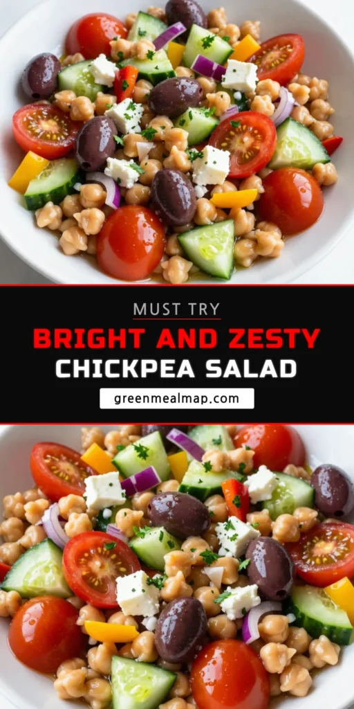 Discover the perfect summer dish with this Mediterranean Chickpea Salad! Packed with fresh veggies and bursting with flavor, it’s one of the best healthy chickpea recipes you can make in just 30 minutes. Enjoy easy salad recipes that are not only delicious but also vegetarian Mediterranean dishes. Whether you're meal prepping or hosting a gathering, this salad shines! Try it today and make your summers brighter. Save this recipe! #ChickpeaSalad #HealthyRecipes #MediterraneanFood #SummerSalad