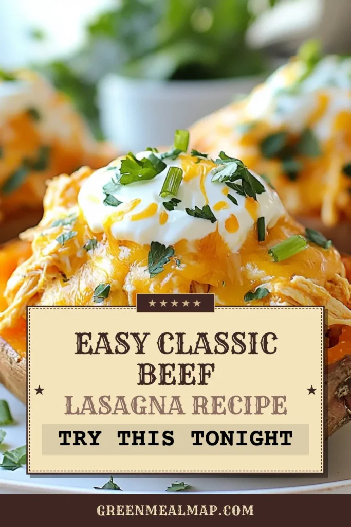 Looking for a tasty dinner option? Try these Buffalo Chicken Stuffed Sweet Potatoes! This healthy stuffed sweet potatoes recipe features shredded chicken combined with spicy buffalo sauce, topped with creamy Greek yogurt and melted cheese. An easy buffalo chicken recipe that transforms sweet potatoes into a savory delight! Perfect for quick weeknight meals. Save this recipe for delicious sweet potato dinner ideas! #BuffaloChicken #StuffedSweetPotatoes #HealthyRecipes #DinnerIdeas