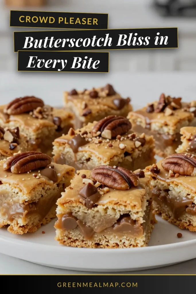 Indulge in the deliciousness of this Butterscotch blondies recipe! These easy blondie desserts offer chewy butterscotch bars packed with flavor and the perfect crunch from homemade blondies with pecans. Ideal for quick blondie baking, they are ready in no time and perfect for sharing. Try them today and elevate your dessert game! Save this recipe to enjoy these treats anytime! #Blondies #DessertRecipes #Baking #ButterscotchBlondies