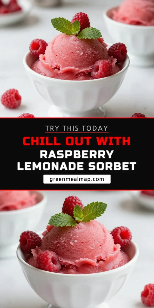 Indulge in the ultimate summer treat with this delightful raspberry lemonade sorbet. This easy sorbet recipe combines fresh raspberries and zesty lemon juice for a refreshing summer dessert that will keep you cool. Perfect for gatherings or a sweet escape in your kitchen, this homemade sorbet recipe is a must-try. Serve it in elegant bowls for a beautiful presentation. Don’t miss out on this lemon raspberry treat—save this recipe and enjoy a taste of summer! #RaspberryLemonadeSorbet #SummerDessert #EasySorbetRecipe #HomemadeSorbet