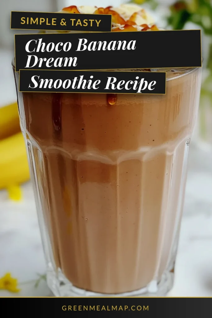 Indulge in this delightful Choco-Banana Smoothie recipe that’s both healthy and satisfying! This easy smoothie recipe combines frozen banana, peanut butter, and almond milk for a creamy texture you’ll love. Enjoy a delicious and nutritious chocolate smoothie with almond milk that’s perfect for breakfast or a snack. Don't miss out—try this peanut butter banana smoothie today! Save for later! #SmoothieRecipes #HealthyEating #ChocoBanana #BananaSmoothie