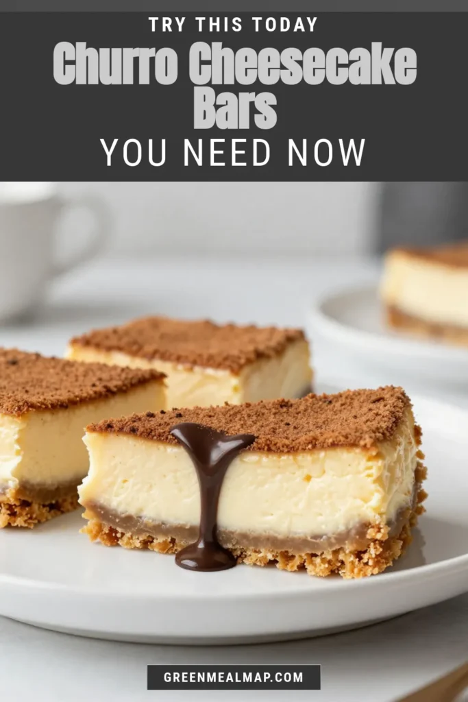 Indulge in these mouthwatering Churro Cheesecake Bars, the perfect blend of creamy cheesecake and cinnamon sugar crunch. These easy cheesecake bars are a must-try for any dessert lover. With a graham cracker crust and a delightful topping, this cheesecake dessert recipe brings a delicious twist to your cream cheese dessert recipes. Satisfy your sweet tooth and save this recipe for your next baking adventure! #ChurroCheesecakeBars #CinnamonSugarDesserts #EasyCheesecakeBars #DessertRecipes
