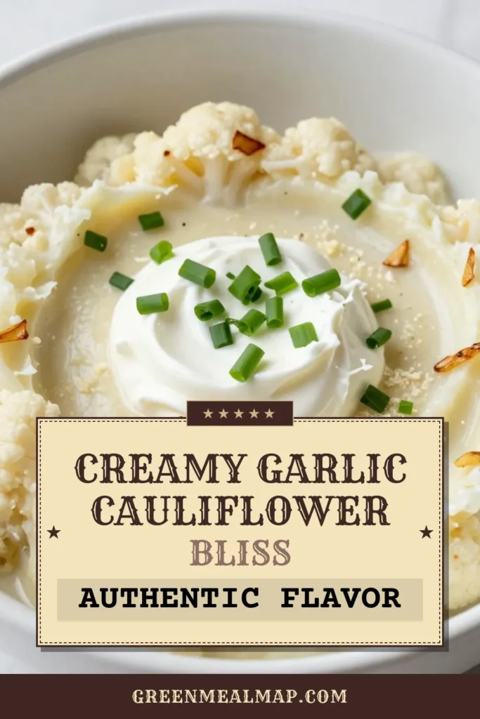 Discover the ultimate creamy garlic mashed cauliflower recipe that's perfect for those seeking a delicious low-carb mashed cauliflower option. This easy mashed cauliflower recipe features tender cauliflower combined with garlic, cream cheese, and butter for a creamy side dish that everyone will love. Check out this healthy cauliflower side dish recipe and elevate your dinner game! Save this recipe for a tasty, guilt-free treat! #LowCarb #CauliflowerRecipes #HealthyEating #SideDishIdeas