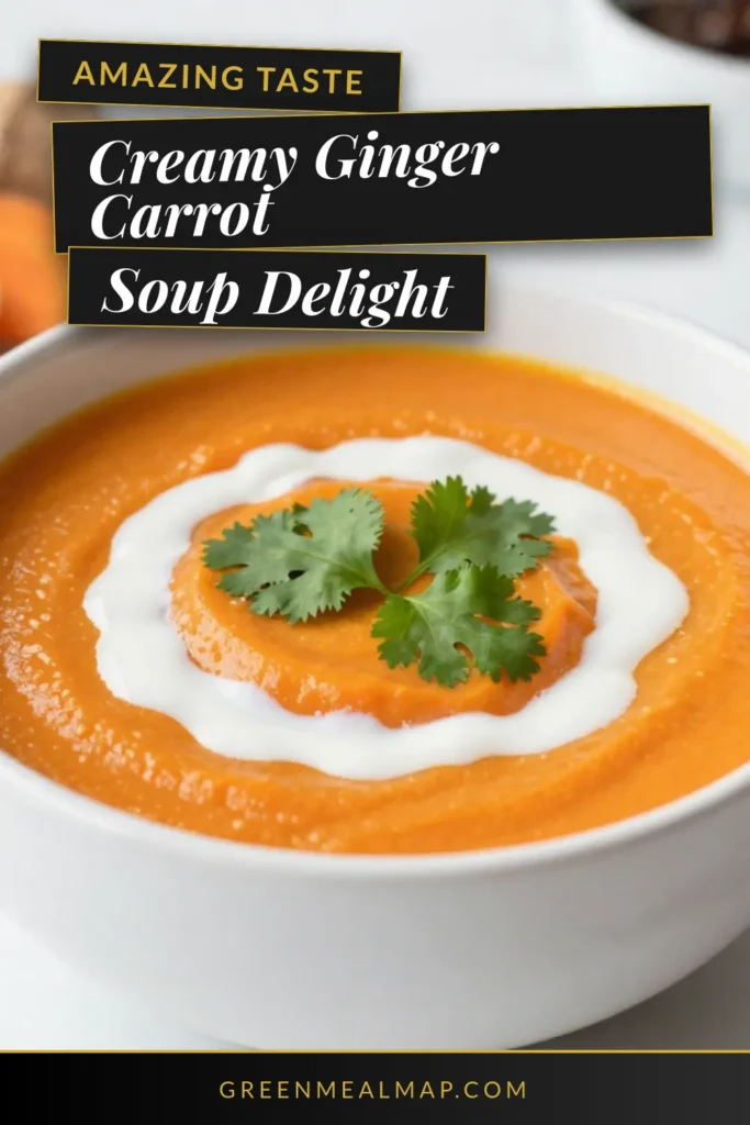 Discover the delightful flavors of Roasted Carrot Ginger Soup with this simple vegan carrot soup recipe! This creamy ginger soup combines roasted carrots, fresh ginger, and coconut milk for a healthy vegetable soup that warms the soul. Perfect for any occasion, it's easy to make and incredibly satisfying. Don’t miss out on this delicious coconut milk soup recipe—save it now and enjoy a bowl of comfort! #VeganRecipes #HealthyEating #SoupSeason #CarrotGingerSoup