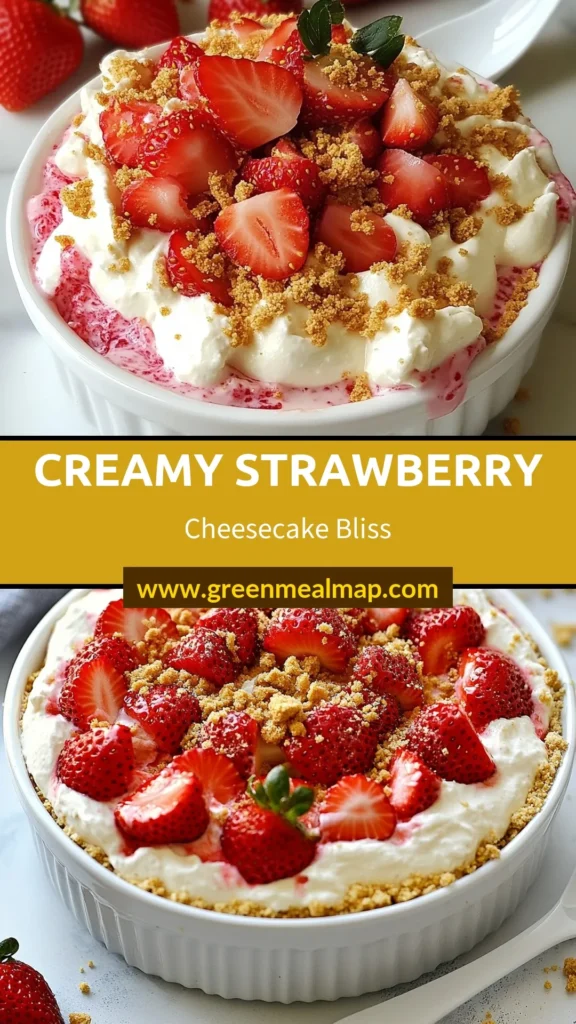 Indulge in this delicious strawberry cheesecake dip, a creamy dessert dip that’s perfect for any occasion! This easy cheesecake recipe comes together in just 15 minutes and requires no baking, making it a simple yet satisfying treat. With whipped cream cheese dip and fresh strawberries, it's a delightful no-bake strawberry dip everyone will love. Serve with graham cracker crumbs for dipping! Save this recipe for your next gathering! #StrawberryCheesecakeDip #EasyDesserts #NoBakeRecipes #CheesecakeDip