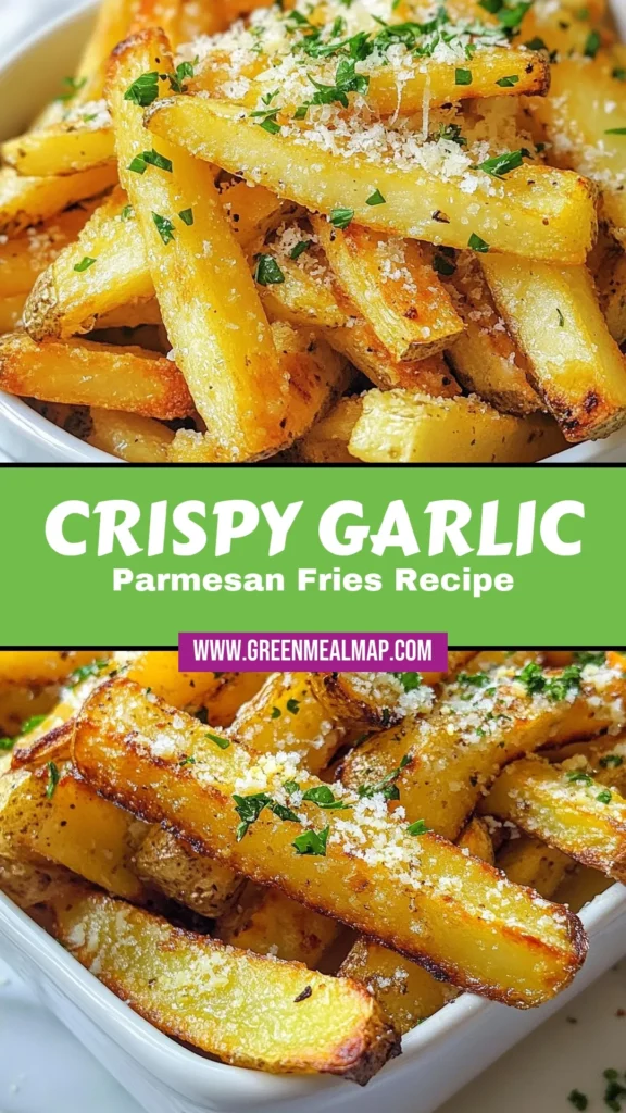 Discover how to make irresistible Garlic Parmesan fries with our easy air fryer fries recipe! These crispy healthy fries are a perfect side dish or snack. Enjoy the bold flavors of garlic and Parmesan combined for a tasty treat. With just a few simple ingredients, you'll create air fryer potato fries that are sure to impress. Save this recipe for your next craving and enjoy a guilt-free indulgence today! #GarlicParmesanFries #AirFryerFriesRecipe #CrispyHealthyFries #EasyGarlicFries