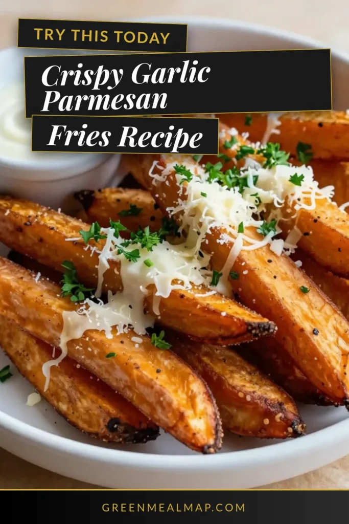 Discover the irresistible flavors of Garlic Parmesan Sweet Potato Fries with this easy baked sweet potato fries recipe! Enjoy healthy sweet potato fries that are crispy and loaded with savory garlic and Parmesan cheese. Perfect as a tasty snack or a side dish, these fries are sure to impress. Get ready to elevate your fries game! Try this easy garlic fries recipe today and save it for your next cookout! #SweetPotatoFries #HealthyRecipes #GarlicFries #BakedFries