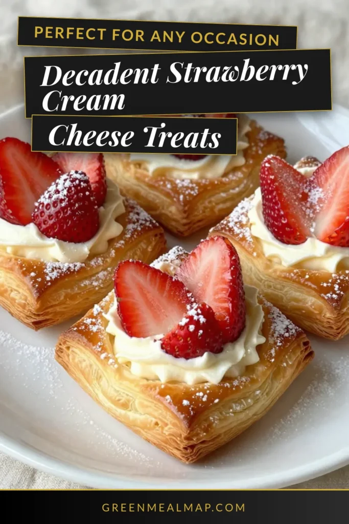 Indulge in a delightful Strawberry Cream Cheese Danish, a perfect addition to your dessert table! This easy Danish recipe features flaky puff pastry filled with a creamy mixture of cream cheese and fresh strawberries. Ready in just 35 minutes, it's an irresistible choice for brunch or dessert. Try this fresh strawberry pastry today! Click to save and enjoy this delicious Cream Cheese Pastry Recipe. #PuffPastryDesserts #EasyDanishRecipe #FreshStrawberryPastry #DessertIdeas