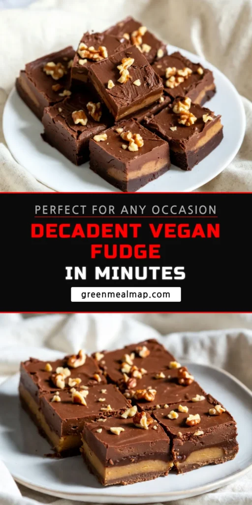 Indulge in this easy vegan peanut butter chocolate fudge that's both delicious and dairy-free! This peanut butter fudge recipe combines rich flavors and gives you a no-bake vegan treat that everyone will love. Perfect for satisfying your sweet cravings, this dairy-free dessert recipe can be prepped in just 15 minutes. Ready to try it? Pin this recipe for more easy vegan snacks! #VeganChocolateFudge #PeanutButterFudge #DairyFreeDesserts #NoBakeTreats