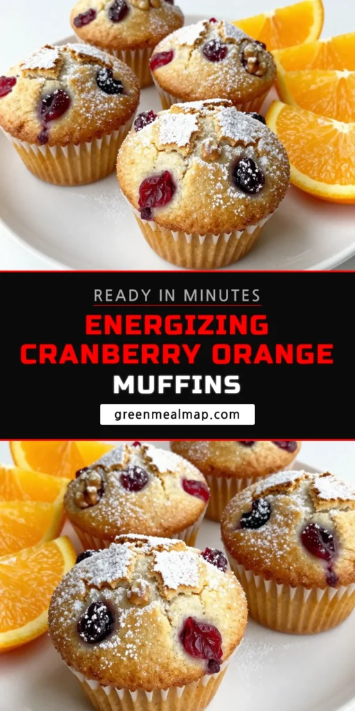 Start your day with these delicious Cranberry Orange Muffins! Packed with wholesome ingredients, these Healthy Energy Muffins feature a delightful blend of whole wheat flour, Greek yogurt, and dried cranberries for a nutritious boost. This Whole Wheat Muffins Recipe is perfect for a quick breakfast. Discover how easy it is to make these Breakfast Muffins with Yogurt. Save this recipe and enjoy a guilt-free treat! #HealthyMuffins #CranberryOrange #EasyMuffins #BreakfastIdeas