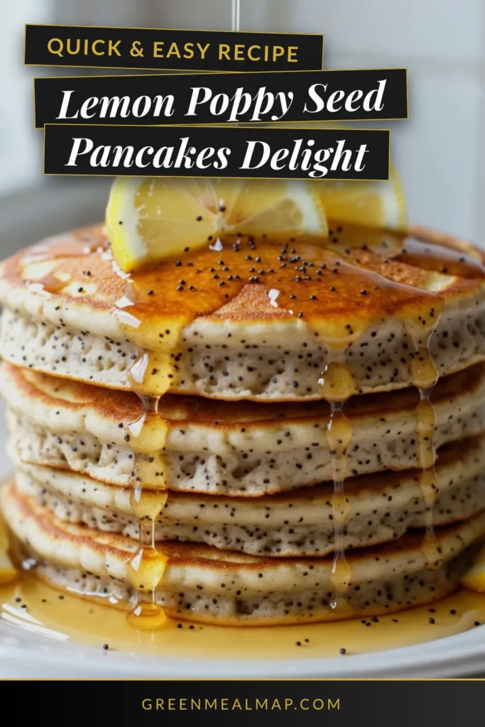 Indulge in these delicious Lemon Poppy Seed Pancakes for a zesty breakfast delight! This easy pancake recipe combines fluffy buttermilk pancakes with fresh lemon zest and poppy seeds, creating a bright and flavorful morning treat. Perfect for brunch or a delightful weekend breakfast, serve with maple syrup for the ultimate experience! Try this buttermilk pancake recipe today and enjoy a taste of sunshine! #LemonPoppySeedPancakes #BrunchIdeas #PancakeRecipes #EasyBreakfastRecipes