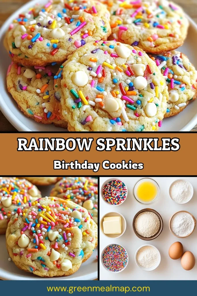 Indulge in these delightful Funfetti Birthday Cake Cookies, the ultimate rainbow sprinkle cookies that are perfect for any celebration! This easy cookie recipe combines soft, chewy texture with sweet white chocolate chips and vibrant sprinkles. Whip up a batch of these scrumptious birthday cake cookies in no time. Save this recipe now and impress your friends with these festive treats! #FunfettiCookies #BirthdayCakeCookies #RainbowSprinkleCookies #EasyCookieRecipe