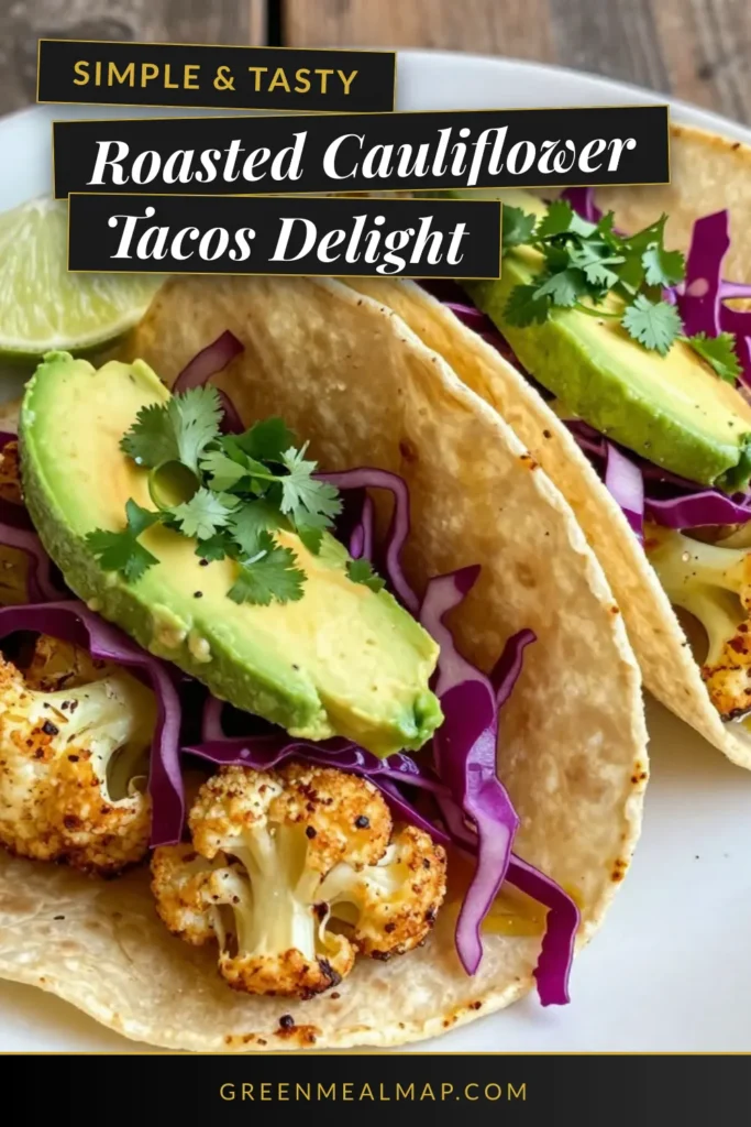 Discover the ultimate vegan taco recipe with these delicious roasted cauliflower tacos! Packed with flavor and healthy taco fillings, these plant-based tacos are perfect for any meal. Enjoy the crispy roasted cauliflower in corn tortillas topped with avocado and fresh veggies for a nutritious twist. Try this recipe for a satisfying dinner that everyone will love! Save this for your next taco night! #RoastedCauliflowerTacos #VeganTacoRecipe #HealthyTacoFillings #PlantBasedTacos