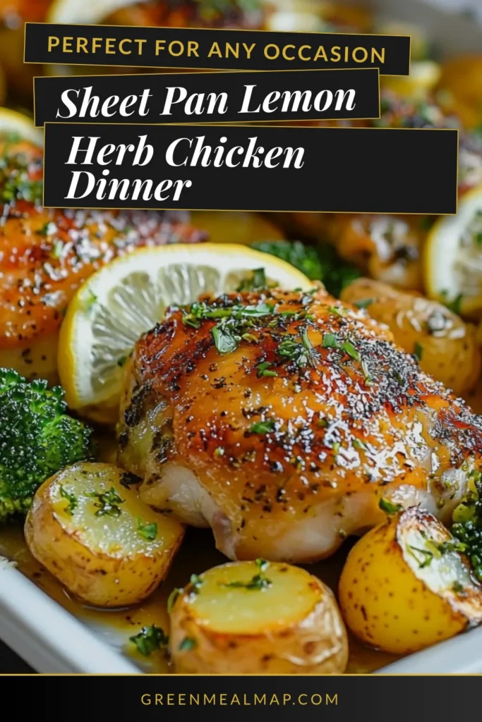 Discover the deliciousness of Lemon Herb Chicken with this easy sheet pan dinner recipe! This healthy dinner idea combines succulent roasted chicken thighs and vibrant vegetables for a satisfying meal. Perfect for busy weeknights, this recipe is packed with flavor and nutrition. Enjoy tender chicken and crispy potatoes with minimal cleanup. Save this Lemon Herb Chicken Sheet Pan Dinner recipe for your next meal! #LemonHerbChicken #SheetPanDinner #EasyChickenRecipes #HealthyDinnerIdeas