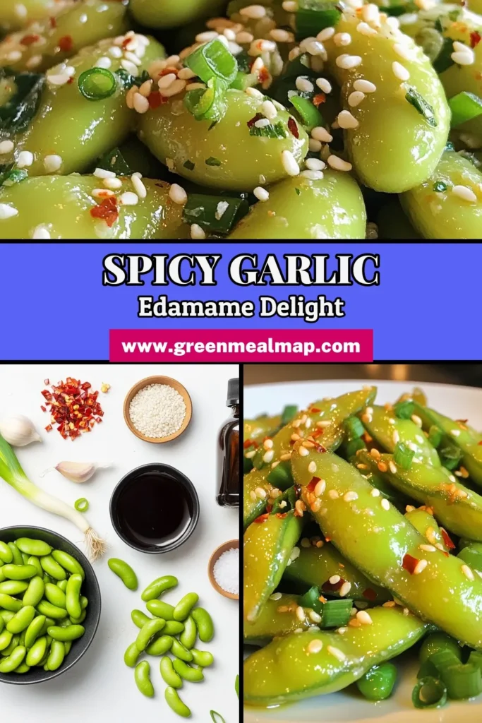 Discover the perfect snack with this Fiery Garlic Edamame recipe! This spicy edamame dish combines the bold flavors of garlic and red pepper flakes for an irresistible garlic edamame appetizer. Quick and easy, it's ideal for vegan edamame lovers seeking a delicious snack. Elevate your gatherings with these vibrant easy edamame snacks that will leave everyone wanting more. Try it now and don't forget to save for later! #SpicyEdamameRecipe #GarlicEdamame #VeganRecipes #EdamameSnacks