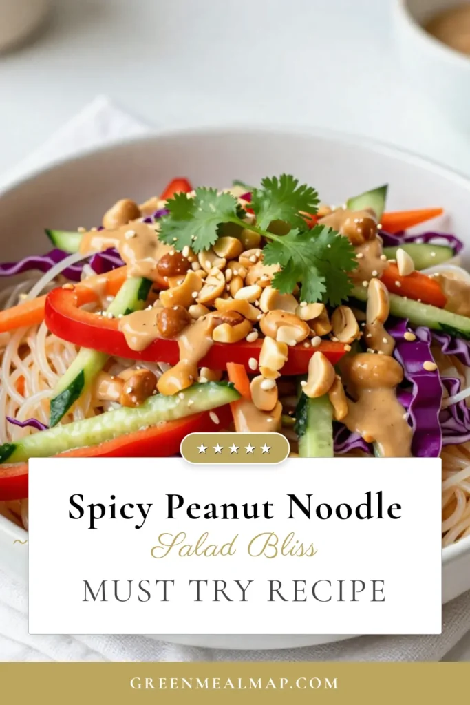 Discover the ultimate Spicy Peanut Noodle Salad that will tantalize your taste buds! This easy Asian noodle salad features rice noodles tossed with vibrant veggies and a delicious, healthy peanut sauce. Perfect for meal prep or a quick lunch, this vegetarian salad recipe is not only satisfying but packed with flavor. Try this rice noodle salad recipe today and save it for later! #SpicyPeanutNoodleSalad #VegetarianRecipes #HealthyEating #NoodleSalad