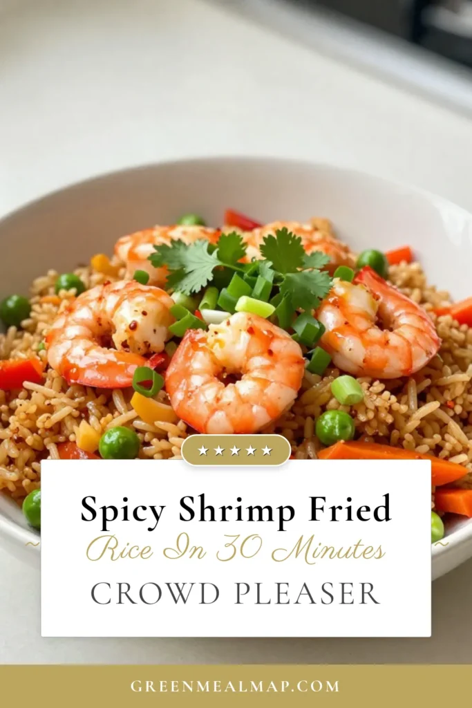 Discover the delicious Spicy Shrimp Fried Rice recipe that's perfect for a quick shrimp dinner! This easy shrimp fried rice combines juicy shrimp with jasmine rice fried rice, colorful veggies, and a kick of sriracha for that extra heat. In just 30 minutes, enjoy a flavorful meal the whole family will love. Don't miss out—try this shrimp fried rice with sriracha today and save for later! #ShrimpFriedRice #EasyDinner #SpicyShrimp #JasmineRice