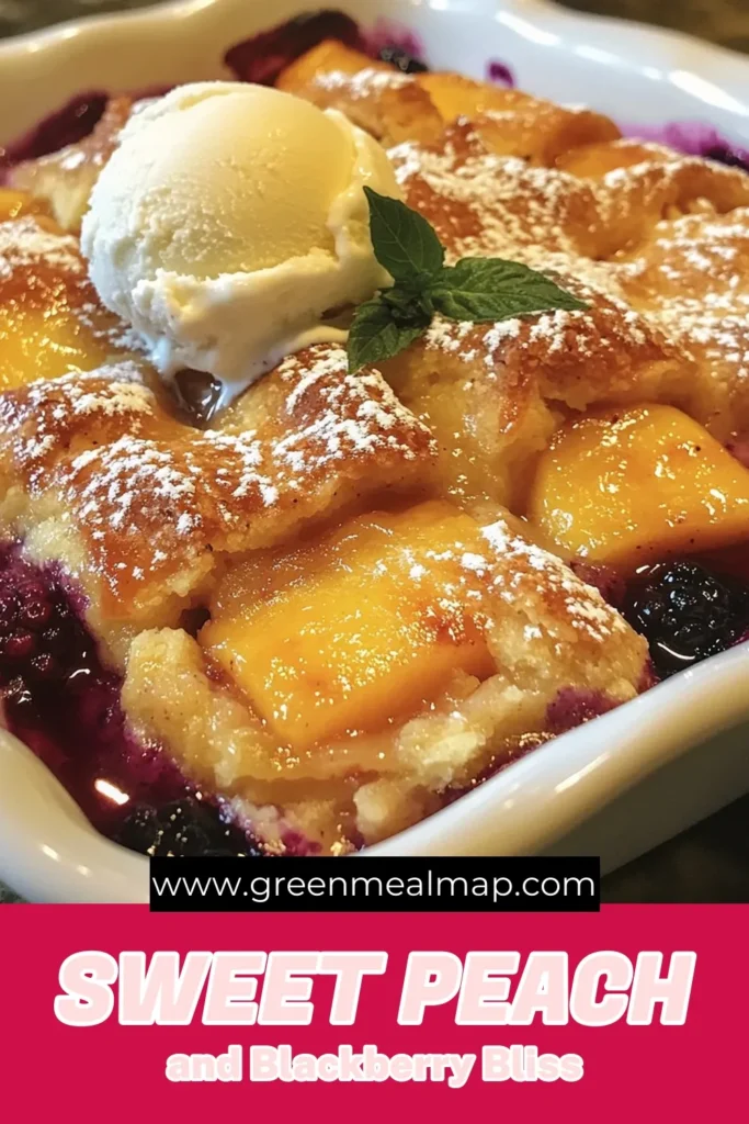 Indulge in the delightful flavors of a blackberry peach cobbler! This easy cobbler recipe combines fresh blackberries and peaches for a mouth-watering summer dessert. Perfect for gatherings or weeknight treats, this peach blackberry dessert is simple to make and sure to impress. Serve warm with ice cream for an irresistible finish. Save this recipe for your next fresh fruit dessert! #BlackberryPeachCobbler #EasyCobblerRecipe #FreshFruitDessert #SummerCobblerRecipe