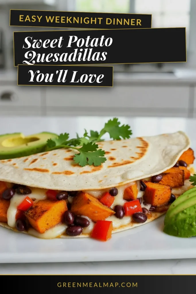 Discover the deliciousness of Sweet Potato Black Bean Quesadillas! This vegetarian quesadilla recipe combines creamy sweet potatoes and hearty black beans for a healthy, flavorful meal. Perfect for easy dinner ideas, these quesadillas are packed with nutrition and great taste. Try this simple recipe for healthy sweet potato recipes and black bean recipes that everyone will love. Save it for your next dinner! #SweetPotatoBlackBeanQuesadillas #VegetarianQuesadilla #HealthyDinner #EasyRecipes