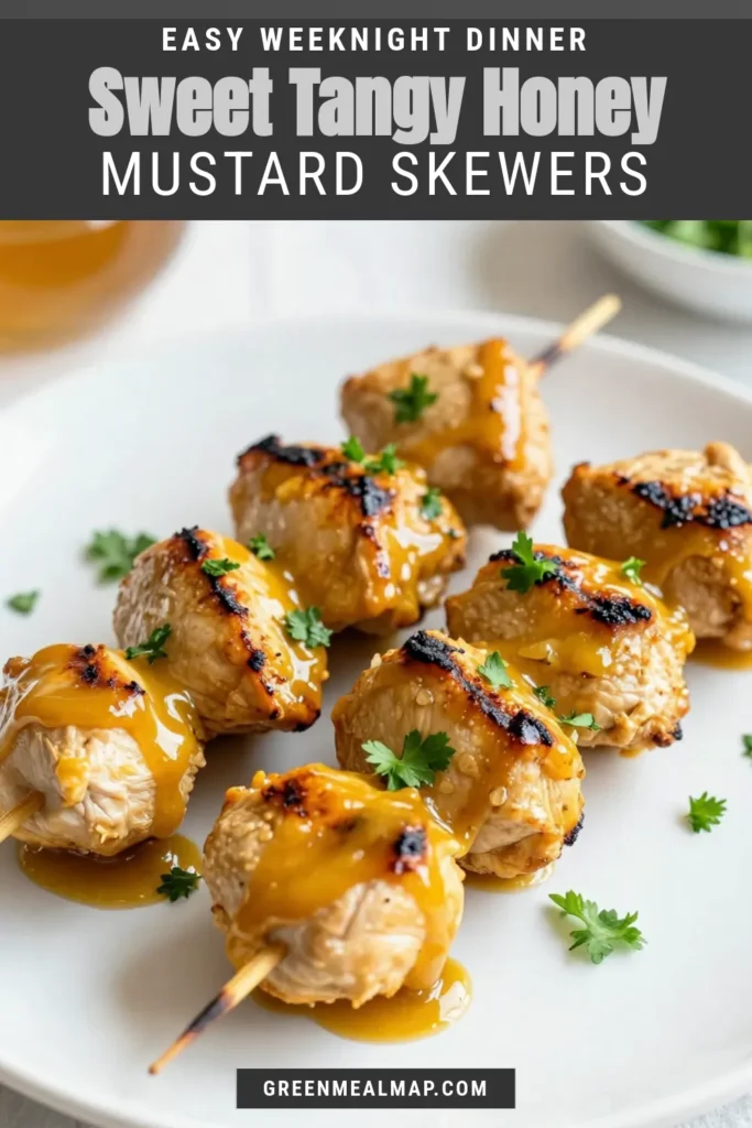 Indulge in the sweetness of Honey Mustard Chicken Skewers with this easy chicken skewers recipe! This sweet and tangy chicken recipe features tender grilled chicken marinated in a delicious honey marinade for chicken. Perfect for summer grilling, these skewers are sure to impress! Discover how to make this flavor-packed dish and elevate your barbecue game. Save this recipe for your next cookout! #HoneyMustardChickenSkewers #GrilledChickenSkewers #EasyChickenSkewers #SweetAndTangyChicken