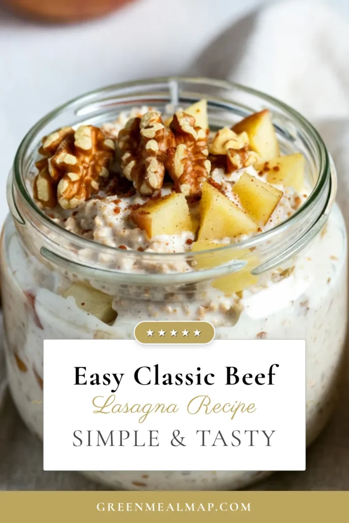 Start your day with these delicious Apple Pie Overnight Oats! This easy breakfast recipe combines healthy overnight oatmeal, fresh apples, and warm cinnamon for a delightful morning treat. Perfect for meal prep, our make-ahead oats recipe takes just 10 minutes to prepare. Enjoy a nutritious meal that’s ready when you are. Check it out and give it a try! #ApplePieOvernightOats #HealthyBreakfast #CinnamonOvernightOats #EasyBreakfastRecipes