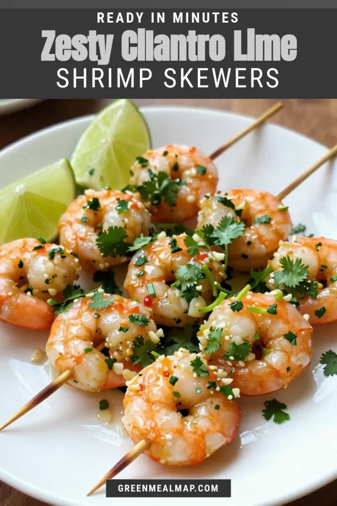 Elevate your dinner with these tantalizing cilantro lime shrimp skewers! This easy shrimp skewers recipe features marinated shrimp soaked in a refreshing cilantro lime marinade, making it a standout choice for healthy shrimp recipes. Perfect for grilling, these grilled shrimp skewers will be a hit at your next BBQ. Try making them today and enjoy a burst of flavor! Save this recipe for future grilling adventures! #CilantroLimeShrimp #ShrimpSkewers #GrilledShrimp #HealthyShrimpRecipes