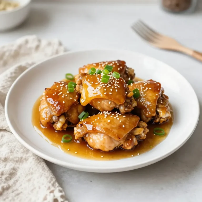 - 2 lbs boneless and skinless chicken thighs - 1/2 cup honey - 1/4 cup low sodium soy sauce - 5 minced garlic cloves - 1 tablespoon grated fresh ginger - 1 tablespoon sesame oil - 1 teaspoon black pepper - 1 teaspoon salt - 2 green onions, sliced - Sesame seeds for garnish - 1 tablespoon cornstarch - 2 tablespoons water Gather all these ingredients before you start. Having everything ready makes cooking smooth and easy. The chicken thighs are the star of the dish. Their rich flavor pairs well with the sweet honey and strong garlic. The soy sauce adds depth, while ginger gives a nice zing. Don’t forget the sesame oil; it adds a lovely nutty taste. For seasoning, use black pepper and salt to enhance all the flavors. Green onions and sesame seeds are great for finishing touches. They add color and a bit of crunch. Lastly, cornstarch and water help thicken the sauce. This gives it a nice texture that clings to the chicken. With these ingredients, you are set to make a delicious meal. {{ingredient_image_1}} First, I pat the chicken thighs dry with a paper towel. This step helps the skin get crispy. Next, I season both sides with salt and black pepper. This simple seasoning adds great flavor and makes the chicken tasty. In a bowl, I whisk together the honey, soy sauce, minced garlic, fresh ginger, and sesame oil. This sauce is sweet, savory, and full of flavor. It will coat the chicken and make it shine. I turn on the Instant Pot and set it to the Sauté function. Once it’s hot, I add the chicken thighs. I sear them for about 3-4 minutes on each side until they are browned. If I have a lot of chicken, I do this in batches. After browning, I remove the chicken and set it aside. Next, I pour a bit of the honey garlic sauce into the pot. Using a wooden spoon, I scrape up any browned bits stuck to the bottom. This step is key to avoid the burn notice. After that, I add the rest of the honey garlic sauce and the chicken back into the pot. I close the lid and make sure the pressure valve is set to Sealing. I cook on Manual or Pressure Cook for 10 minutes. Once the cooking time is done, I let the Instant Pot naturally release pressure for 5 minutes. Then, I switch to quick release to remove any remaining pressure. To thicken the sauce, I mix cornstarch with water to create a slurry. I turn the Instant Pot back to Sauté and stir in the slurry. I cook it for a couple of minutes until it thickens. Finally, I remove the chicken and slice it if I want. I drizzle the thickened sauce over the chicken and garnish with sliced green onions and sesame seeds. To make sure your chicken is tasty, season it well. Use salt and black pepper on both sides. This adds flavor right from the start. When you sauté the chicken, make sure to brown each side. This step brings out the best taste. When deglazing, pour a bit of the honey garlic sauce into the pot. Scrape the bottom with a wooden spoon. This helps remove any stuck bits and prevents a burn notice. If you see a burn warning, it means the pot is too hot or not enough liquid is present. Cooking times change depending on chicken cuts. For chicken breasts, you may need to cook for 12 minutes instead of 10. Adjust the time to ensure the meat is tender and juicy. If using frozen chicken, add 2-3 extra minutes to the cooking time. To thicken the sauce, use a cornstarch slurry. Mix cornstarch and water in a small bowl. After cooking, stir in this mixture. Heat on Sauté until the sauce thickens, which takes just a couple of minutes. You can add vegetables to the dish for extra nutrition. Bell peppers, snap peas, or broccoli work well. Add them after sautéing the chicken for a quick cook. This gives you a colorful meal with great taste. Pair this dish with rice or noodles. Both soak up the sauce nicely. You can also serve it with a fresh salad for a light touch. These sides make your meal complete and satisfying. Pro Tips Use Fresh Ingredients: Always use fresh garlic and ginger for the best flavor in your honey garlic sauce. Don't Skip Searing: Searing the chicken before pressure cooking adds depth and richness to the final dish. Natural Pressure Release: Allowing the Instant Pot to naturally release pressure helps retain moisture and tenderness in the chicken. Adjust Sweetness: Feel free to adjust the amount of honey based on your personal preference for sweetness in the sauce. {{image_2}} You can switch the chicken thighs for chicken breasts. Chicken breasts cook faster and stay juicy when cooked well. If you want to try something different, use tofu or shrimp. Tofu will soak up the sauce nicely, while shrimp cook quickly and add a nice flavor. To add some heat, toss in chili flakes. This will wake up the dish and give it a kick. You can also play with the honey. Different types of honey bring unique flavors. Try clover, wildflower, or even orange blossom honey for a fun twist. For a gluten-free version, use gluten-free soy sauce. This simple swap keeps the taste while ensuring everyone can enjoy it. If you want to cut sugar, use a low-calorie sweetener. This way, you can still enjoy the sweet taste without the extra calories. To keep your Honey Garlic Instant Pot Chicken fresh, store it in an airtight container. Let it cool first to avoid steaming and sogginess. Place it in the fridge right after it cools. Leftovers will stay good for 3 to 4 days. When reheating, the best method is using the microwave. Heat in short bursts of 30 seconds. This helps to warm the chicken evenly. You can also use a skillet on low heat. Add a splash of water to keep it moist. Avoid cooking too long to prevent dry chicken. Yes, you can freeze Honey Garlic Chicken! To freeze, place it in a freezer-safe bag or container. Remove as much air as possible to prevent freezer burn. It will keep well for about 3 months. Thaw it overnight in the fridge before reheating. To stop burning, proper deglazing is key. After you sauté the chicken, pour a little sauce into the pot. Use a wooden spoon to scrape up any brown bits. This step helps prevent the burn notice. Always ensure enough liquid is in the pot. A good rule is to use at least 1 cup of liquid for pressure cooking. The liquid helps create steam, which is essential for cooking. Yes, you can use frozen chicken thighs. Just remember to adjust the cooking time. If the chicken is frozen, increase the pressure cooking time to about 15 minutes. You may also need to add a few extra minutes for the pot to come to pressure. Always check that the chicken is fully cooked before serving. Use a meat thermometer; it should read 165°F in the thickest part. This dish pairs well with many sides. Here are a few ideas: - Steamed rice - Quinoa - Stir-fried vegetables - Roasted broccoli - Mashed potatoes - A simple green salad These options bring balance to the sweet and savory flavors of the chicken. To change the sweetness, you can modify the honey amount. If you like it less sweet, use 1/3 cup instead of 1/2 cup. For a sweeter taste, add more honey, up to 2/3 cup. You can also mix in a little apple cider vinegar. This adds a nice contrast to the sweet flavor. Always taste as you go to find the right balance for your palate. You learned how to make a delicious Honey Garlic Chicken in an Instant Pot. We explored key ingredients, step-by-step instructions, and clever tips to perfect your dish. You can even personalize it by trying different proteins or adjusting flavors. This recipe is not just easy; it’s also tasty and flexible. Whether you crave a sweet meal or want to impress friends, this dish delivers. Enjoy your cooking journey!