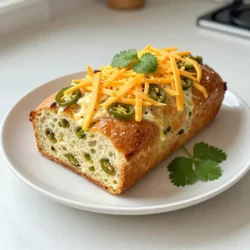 - 3 cups all-purpose flour - 1 tablespoon baking powder - 1 teaspoon salt - 1 teaspoon garlic powder - 1 cup sharp cheddar cheese, shredded - 1-2 jalapeños, finely chopped (remove seeds for less heat) - 12 oz non-alcoholic beer (or sparkling water) - 1/4 cup honey - 1/4 cup unsalted butter, melted This recipe has simple ingredients that create big flavors. You start with all-purpose flour, which gives the bread a nice texture. Baking powder makes it rise well. Salt adds a touch of flavor, while garlic powder gives it a savory kick. The star of the show is the sharp cheddar cheese. It melts into the bread, adding creaminess and depth. Jalapeños bring a spicy note, but remember to remove the seeds if you want less heat. Next, you’ll need some non-alcoholic beer or sparkling water. This adds a unique flavor and helps the bread rise. Honey sweetens the mix, while melted unsalted butter adds richness. With these ingredients, you can make a delicious and easy Jalapeño Cheddar Beer Bread. You’ll enjoy the blend of flavors in every bite! {{ingredient_image_1}} 1. Preheat your oven to 375°F (190°C). Grease a 9x5 inch loaf pan with butter or cooking spray. 2. In a large mixing bowl, whisk together the following dry ingredients: - 3 cups all-purpose flour - 1 tablespoon baking powder - 1 teaspoon salt - 1 teaspoon garlic powder 3. Next, add the fun stuff! Stir in: - 1 cup sharp cheddar cheese, shredded - 1-2 jalapeños, finely chopped (remove seeds for less heat) 4. In another bowl, mix the wet ingredients. Combine: - 12 oz non-alcoholic beer (or sparkling water) - 1/4 cup honey Mix until the honey is fully dissolved. 5. Pour the wet ingredients into the dry mix. Gently combine until just mixed. It's okay if there are a few lumps. 1. Pour the batter into your prepared loaf pan. Smooth the top with a spatula. 2. For a special touch, sprinkle extra cheddar cheese and jalapeño slices on top. 3. Bake in the preheated oven for 40-45 minutes. Check for doneness by inserting a toothpick in the center. It should come out clean. 4. Let the bread cool in the pan for about 10 minutes. Then, transfer it to a wire rack to cool completely. Enjoy your tasty Jalapeño Cheddar Beer Bread! How do I avoid dense bread? To keep your bread light, do not overmix the batter. Mix gently until the flour is just combined. Lumps are okay! Why is ingredient temperature important? Using room temperature ingredients helps the batter mix evenly. Cold ingredients can make the bread dense. How much resting time do I need for better texture? Let the batter sit for a few minutes before baking. This gives the flavors time to blend. What are the best ways to enjoy Jalapeño Cheddar Beer Bread? Enjoy this bread warm, straight from the oven. It pairs well with butter or a spread. What are good pairing options? Try jalapeño-infused olive oil for a spicy kick. You can also add fresh herbs like cilantro or chives for color and flavor. Pro Tips Cheese Choice: Use a mix of sharp and mild cheddar for a more complex flavor profile. Jalapeño Heat: Adjust the amount of jalapeños to your heat preference; remove seeds for a milder bread. Beer Selection: Experiment with different types of non-alcoholic beers for varied flavors; a stout can add richness. Serving Suggestion: Serve warm with butter or a dip and garnish with fresh herbs for an appealing presentation. {{image_2}} You can change the cheese to fit your taste. Try mozzarella for a milder flavor. Pepper jack gives it more heat. Even a mix of cheeses can add depth. For the beer, you can use a light lager or a stout. If you prefer non-alcoholic options, sparkling water works well too. This keeps the bread light and fluffy. Add extra herbs and spices for a unique twist. Try oregano or thyme for a floral note. If you want a kick, add cayenne pepper or smoked paprika. These flavors can boost the bread. You can also mix in different veggies. Diced bell peppers or corn can add sweetness. If you want protein, try adding cooked bacon or sausage. These additions make the bread heartier and more filling. To keep your Jalapeño Cheddar Beer Bread fresh, store it properly. First, let the bread cool completely. Wrap it tightly in plastic wrap or aluminum foil. You can also place it in an airtight container. This helps keep moisture in and air out. If you want to freeze the bread, slice it first. This makes it easy to thaw just what you need. Wrap each slice in plastic wrap, then place them in a freezer bag. This way, the bread stays fresh for up to three months. When it’s time to enjoy your bread again, reheating is key. For the best texture, preheat your oven to 350°F (175°C). Place the bread on a baking sheet. Heat it for about 10-15 minutes. This warms it through and keeps the crust crispy. If you have individual slices, you can use the microwave. Heat a slice for about 15-20 seconds. This method is quick, but the crust might not be as crisp. Enjoy your bread warm for the best flavor! Can I make this bread gluten-free? Yes, you can use a gluten-free flour blend instead of all-purpose flour. Look for blends that include xanthan gum. This helps mimic the texture of traditional bread. How do I adjust the heat level with jalapeños? To lower the heat, remove the seeds and ribs from the jalapeños before chopping. For more heat, leave some seeds in or add extra jalapeños. Can I use a different type of pan? You can use a round pan or muffin tins if you prefer. Just adjust the baking time. Muffins will take less time to bake. How to know when the bread is fully baked? The bread is done when the top is golden brown. Insert a toothpick in the center; it should come out clean if baked properly. What’s the best way to serve this bread? Serve the bread warm, sliced with butter or jalapeño-infused olive oil for dipping. Garnish with fresh herbs like cilantro or chives for extra flavor. Jalapeño Cheddar Beer Bread combines simple ingredients for a tasty treat. We covered each step, from mixing to baking. I shared tips for texture and flavor. Try different cheeses or add herbs for variety. Remember to store it right for freshness. Enjoying this bread is easy with butter or olive oil. Whether you serve it at a gathering or as a snack, it will please everyone. Happy baking!