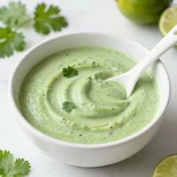 To make the creamy cilantro lime dressing, you'll need some simple and fresh ingredients. Here’s the list: - 1 cup fresh cilantro leaves, packed - 1/2 cup Greek yogurt - 1/4 cup mayonnaise - 2 tablespoons lime juice (freshly squeezed) - 1 clove garlic, minced - 1 teaspoon honey or agave syrup - Salt and pepper, to taste - 1-2 tablespoons water (to thin, if necessary) Each ingredient plays a key role. The fresh cilantro gives that bright flavor. Greek yogurt adds creaminess and protein. Mayonnaise brings a rich taste, while lime juice gives a zesty kick. Garlic adds depth, and honey balances the flavors. Finally, salt and pepper enhance everything. Water helps to adjust the dressing’s thickness. With these ingredients, you can create a tasty dressing that goes well with many dishes. {{ingredient_image_1}} - Rinse and chop cilantro: Start by rinsing 1 cup of fresh cilantro leaves under cold water. This step cleans the leaves from dirt. After rinsing, shake off the excess water and roughly chop the cilantro. - Mince garlic: Take 1 clove of garlic and mince it finely. This will add a nice flavor. - Gather all ingredients: Ensure you have all your items ready. You will need Greek yogurt, mayonnaise, lime juice, honey, salt, and pepper. - Combine ingredients in a food processor: In a food processor, add the chopped cilantro, 1/2 cup of Greek yogurt, 1/4 cup of mayonnaise, 2 tablespoons of freshly squeezed lime juice, the minced garlic, and 1 teaspoon of honey. - Blend until smooth: Turn on the food processor and blend everything until it is smooth. This should take about 30 seconds. - Taste and season: After blending, taste your dressing. Add salt and pepper based on your liking. - Add water if necessary: If the dressing is too thick, add 1-2 tablespoons of water. Blend again until you reach your desired consistency. To make this dressing shine, I recommend adding a pinch of cumin or chili powder. These spices bring a warm note that works well with the lime and cilantro. If you want it sweeter, you can add more honey or agave syrup. Start with a teaspoon, blend, and taste again. Adjust slowly to avoid making it too sweet. This creamy cilantro lime dressing pairs perfectly with fresh salads, grilled chicken, or fish tacos. You can also use it as a dip for veggies or chips. Get creative! Try it on grain bowls or drizzled over roasted veggies. It adds a bright flavor to any dish. To make your dish pop, garnish with a sprinkle of extra chopped cilantro. This adds color and freshness. You can serve the dressing in a small bowl for dipping or drizzle it over your food for a beautiful finish. It’s all about making your meal look as good as it tastes! Pro Tips Freshness is Key: Always use fresh cilantro for the best flavor. Dried cilantro will not provide the same vibrant taste. Adjust the Tanginess: If you prefer a tangier dressing, feel free to add more lime juice to your taste. Mix and Match: This dressing works well with other herbs like parsley or mint, so experiment to find your perfect blend! Storage Tips: Store the dressing in an airtight container in the fridge for up to a week. Stir well before using as it may separate over time. {{image_2}} You can easily make this dressing vegan. Just swap the Greek yogurt and mayonnaise. Use 1/2 cup of silken tofu blended until smooth instead of yogurt. For mayonnaise, try using avocado or a vegan mayo. This keeps the creaminess without any dairy. Want a kick? Add jalapeños or hot sauce. Start with half a jalapeño, seeds removed, for a mild heat. Blend it in with the other ingredients. If you like it hotter, add more. Hot sauce works well too, just a few dashes can enhance the flavor. Feel free to mix in other herbs. Try parsley, dill, or basil for a different taste. Each herb adds its own flavor, making the dressing unique. Just remember to keep the cilantro as a base for that fresh taste. For the best storage, use a glass jar or an airtight container. These keep the dressing fresh and tasty. Make sure to seal it tight. This helps prevent air from spoiling the flavor. Always label your container with the date. This way, you’ll know when you made it. In the fridge, this creamy cilantro lime dressing will stay fresh for about one week. After that, the flavors may fade. Watch for signs of spoilage. If you see any discoloration or an off smell, it’s best to toss it. Trust your senses to keep safe. You can easily use any leftover dressing in many ways. Drizzle it over grilled veggies or use it as a dip for chips. It tastes great on tacos or as a sauce for fish. Get creative! This dressing can spice up many dishes you make. You can use sour cream or a dairy-free yogurt. Both options work well. If you want a lighter version, try buttermilk. Each alternative gives a different taste. You might want to adjust the salt and lime juice based on which one you choose. Yes, you can make this dressing ahead of time. It tastes better after resting in the fridge. Prepare it up to two days in advance. Just store it in an airtight container. This way, the flavors meld together nicely, and you save time later. This dressing lasts about a week in the fridge. Keep it in a sealed jar or container. Always check for any changes in smell or color before using. If it looks or smells off, it’s best to toss it. This blog post covered making a tasty dressing using simple ingredients. We looked at how to prepare, blend, and store the dressing. I shared tips to enhance flavors and suggested creative uses. You can easily adjust the recipe to fit your taste or diet, including vegan options. Remember to store it right for the best taste. With this knowledge, you can boost your meals and impress your guests. Enjoy your cooking and let your creativity shine!
