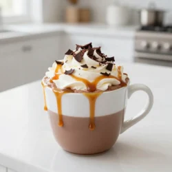 - 2 cups whole milk - 1/2 cup heavy cream - 1/2 cup semi-sweet chocolate chips - 1/4 cup salted caramel sauce (plus extra for drizzling) - 1 teaspoon vanilla extract - A pinch of sea salt - Whipped cream (for topping) - Optional: Dark chocolate shavings (for garnish) To make this salted caramel hot chocolate, gather all these ingredients. Whole milk and heavy cream create a rich base. The semi-sweet chocolate chips melt into a smooth, chocolatey goodness. Salted caramel sauce adds the sweet and salty twist we love. A touch of vanilla extract boosts the flavor. Sea salt balances the sweetness. Whipped cream on top makes it extra special. You can also add dark chocolate shavings for a fancy finish. This drink is perfect for cold days. You can find these ingredients at your local store. Mix them together for a warm hug in a mug! {{ingredient_image_1}} Heating the Milk and Cream Start by taking a medium saucepan. Pour in 2 cups of whole milk and 1/2 cup of heavy cream. Heat them over medium heat. Watch closely as it warms. You want it hot but not boiling. Stir it gently to mix. Incorporating Chocolate and Caramel Once the milk and cream are warm, add 1/2 cup of semi-sweet chocolate chips. Next, pour in 1/4 cup of salted caramel sauce. Whisk this mixture until the chocolate melts and the sauce blends in. Keep whisking until it is smooth and creamy. Adding Vanilla and Sea Salt Now, it’s time for flavor. Add 1 teaspoon of vanilla extract to the mix. Then, sprinkle in a pinch of sea salt. This little bit makes a big difference. Stir well to blend all the flavors together. Final Mixing Steps Remove the saucepan from the heat. Ensure the mixture is well combined and creamy. You can taste it now, but be careful; it’s hot! Pouring into Mugs Grab two mugs or heatproof cups. Carefully pour the hot chocolate into them. Fill them about three-quarters full to leave space for toppings. Adding Toppings Top each mug with a generous dollop of whipped cream. Drizzle more salted caramel sauce on top for extra flavor. If you want to get fancy, sprinkle dark chocolate shavings over the whipped cream. This adds a nice touch and makes it look great. To make your salted caramel hot chocolate just right, avoid overheating. Heat the milk and cream slowly. Aim for warm, not bubbling. If it bubbles, it can change the taste and texture. Use a whisk for smooth mixing. A balloon whisk works great for this recipe. It helps blend the chocolate and caramel well. If you don’t have a whisk, a fork can work in a pinch. The key to great flavor is balance. You want both sweetness and saltiness. If it’s too sweet, add a bit more sea salt. This will bring out the caramel’s flavor. You can also try adding spices. A dash of cinnamon or nutmeg can give your drink a warm twist. Just a pinch can make a big difference! Make your drink look as good as it tastes. Get creative with whipped cream. You can swirl it, pile it high, or even use a piping bag for fun designs. Choose quality serveware. A nice mug can enhance the whole experience. Look for mugs that feel good in your hands and match the cozy vibe of the drink. Pro Tips Use High-Quality Chocolate: The better the chocolate, the richer your hot chocolate will taste. Opt for premium semi-sweet chocolate chips for a decadent flavor. Warm Your Mugs: Pre-warm your mugs by rinsing them with hot water before pouring in the hot chocolate. This keeps your drink warm longer! Customize Your Sweetness: Adjust the amount of salted caramel sauce based on your personal preference. Start with less and add more to taste. Experiment with Flavors: Try adding a dash of cinnamon or a splash of peppermint extract for a unique twist on the traditional salted caramel hot chocolate. {{image_2}} You can easily make your salted caramel hot chocolate dairy-free. Try using almond or oat milk instead of whole milk. These options give a nice flavor and keep it creamy. When using oat milk, look for a barista version for a thicker texture. Coconut cream is a great substitute for heavy cream. It adds a rich, tropical taste. Just whisk it in with the warm milk. This change makes the drink even more indulgent without dairy. If you want to make this drink vegan, use vegan chocolate alternatives. Look for dark chocolate that has no milk. You can find many brands that offer tasty options. These chocolates melt well and keep the drink rich. For caramel, use a plant-based caramel sauce. You can find these at many stores. They often use coconut or date syrup for sweetness. This keeps the salted caramel flavor while staying true to vegan needs. You can also add seasonal flavors to your hot chocolate. For winter, try a peppermint infusion. Just add a few drops of peppermint extract when mixing in the chocolate. This gives a fresh, minty taste that feels festive. In the fall, swap in pumpkin spice for a cozy twist. Mix in a teaspoon of pumpkin spice along with the chocolate. This adds warmth and spice, perfect for chilly days. Enjoy these variations to keep your drink exciting all year long! Store any leftover salted caramel hot chocolate in the fridge. Pour it into a glass or plastic container with a lid. Make sure it cools down first. It stays good for up to three days. The flavors will still be tasty, but the drink may thicken. Reheat your hot chocolate on the stove for the best taste. Use low heat and stir often. This helps keep it creamy. You can also use the microwave. Heat it in 30-second bursts and stir in between. This way, it warms evenly without burning. Can you freeze hot chocolate? Yes, you can! Pour it into ice cube trays or freezer-safe bags. It can last up to two months in the freezer. To thaw, place the cubes in the fridge overnight. If in a bag, run it under warm water. Reheat it on the stove or in the microwave, just like before. Enjoy your warm treat anytime you crave it! You can make your salted caramel hot chocolate less sweet by adjusting the sugar content. Start with less salted caramel sauce and chocolate chips. You can also try using unsweetened cocoa powder to balance the flavors. Another option is to use alternative sweeteners. Stevia or monk fruit can add sweetness without extra sugar. These options let you enjoy the same great taste with less sweetness. Yes, you can use milk alternatives for this recipe. Almond milk, oat milk, or soy milk works well. These milk types offer a nice flavor and a creamy texture. When using non-dairy milk, adjust for creaminess. You might want to add a bit more heavy cream or use a creamier milk alternative, like coconut milk. This will keep your drink rich and satisfying. You can find pre-made salted caramel hot chocolate at many stores. Look for brands like Starbucks or Land O’Lakes. These brands often offer easy-to-prepare options. Local cafes and chains may also have homemade versions. Check your favorite coffee shop or dessert place. They might whip up a delicious salted caramel hot chocolate just for you. In this blog post, we explored the rich and creamy world of salted caramel hot chocolate. We covered essential ingredients, step-by-step instructions, and tips for perfecting your drink. Remember, achieving the right balance of sweetness and saltiness is key. You can also customize your drink with dairy-free or seasonal variations. Whether you’re serving it for yourself or an event, this will impress. Enjoy experimenting with flavors and presentations to create your perfect cup of joy.