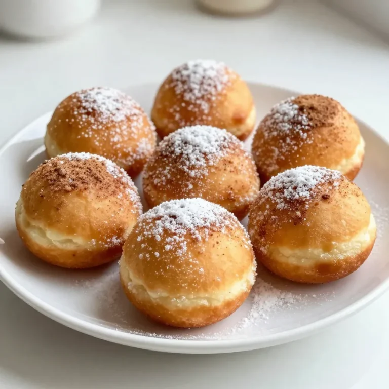 - 1 cup all-purpose flour - 1/4 cup granulated sugar - 1/2 teaspoon baking powder - 1/4 teaspoon baking soda - 1/4 teaspoon salt - 1/4 teaspoon ground nutmeg - 1/2 cup sour cream - 1 large egg - 1 teaspoon vanilla extract - 2 tablespoons melted butter - 1/4 cup powdered sugar (for dusting) - 1 tablespoon cinnamon (for dusting) This list covers all you need to make tasty air fryer donut holes. Start with all-purpose flour, which gives the dough its structure. You will also need some granulated sugar for sweetness. Baking powder and baking soda help them rise and stay fluffy. Salt and ground nutmeg add flavor and balance. Next, sour cream makes the dough moist. The large egg binds everything together. You also need vanilla extract for a hint of warmth and melted butter for richness. Finally, mix powdered sugar and cinnamon for dusting, giving your donut holes that sweet finish. Make sure you gather these ingredients before you start! {{ingredient_image_1}} - In a large bowl, whisk together the dry ingredients. Use 1 cup of all-purpose flour, 1/4 cup of granulated sugar, 1/2 teaspoon of baking powder, 1/4 teaspoon of baking soda, 1/4 teaspoon of salt, and 1/4 teaspoon of ground nutmeg. Mix until everything is well combined. - In another bowl, mix the wet ingredients. Combine 1/2 cup of sour cream, 1 large egg, 1 teaspoon of vanilla extract, and 2 tablespoons of melted butter. Stir until the mixture is smooth and no lumps remain. - Lightly flour a clean surface. Turn out the dough onto this surface. Shape it into a log about 1-inch thick. - Cut the log into 1-inch pieces. Roll each piece into a ball to form the donut holes. Make sure they are uniform in size for even cooking. - Preheat your air fryer to 350°F (175°C). This step ensures even cooking and a nice golden color. - Lightly spray the air fryer basket with cooking spray. Arrange the donut holes in a single layer. Make sure they do not touch each other to allow hot air to circulate. - Cook in the air fryer for 6-8 minutes. Check at 6 minutes to avoid overcooking. They should be golden brown and cooked through. - Mix 1/4 cup of powdered sugar and 1 tablespoon of cinnamon in a small bowl. Once the donut holes are done, toss them in this mixture while they’re still warm. Enjoy! To get the best donut holes, you must avoid overmixing. When you mix your wet and dry ingredients, do it gently. You want the dough to be combined but still slightly sticky. If you mix too much, your donut holes can become tough. Remember, a little stickiness is good! Cooking time is key for the perfect texture. Start by cooking the donut holes for 6 minutes in the air fryer. After 6 minutes, check them. If they look golden and firm, they are ready. If not, give them another minute or two. Each air fryer can cook a bit differently, so keep an eye on them! These donut holes taste amazing warm. For the best experience, serve them fresh out of the fryer. You can pair them with a cup of coffee or hot cocoa. They also go great with fruit dips or a scoop of ice cream. Dusting with powdered sugar and cinnamon makes them even better! Pro Tips Use Fresh Ingredients: Fresh baking powder and baking soda will ensure your donut holes rise properly and have a light, fluffy texture. Don’t Overmix: Be careful not to overmix the dough, as this can lead to dense donut holes. Mix until just combined for the best results. Keep an Eye on Cooking Time: Air fryers can vary in temperature, so check your donut holes at 6 minutes to prevent overcooking. Toss While Warm: Toss the donut holes in the sugar-cinnamon mixture immediately after cooking while they are still warm for better adherence of the coating. {{image_2}} You can make air fryer donut holes even more fun by adding flavors. Here are two ideas: - Chocolate donut holes: Add 1/4 cup of cocoa powder to your dry mix. This gives a rich, chocolatey taste. You can also add chocolate chips for extra sweetness. - Pumpkin spice version: Use 1/2 cup of pumpkin puree in place of sour cream. Add 1 teaspoon of pumpkin pie spice for a warm, autumn flavor. This option is great for fall or anytime you crave pumpkin. How you top your donut holes can change their flavor and look. Here are some topping tips: - Glazes vs. dusting: You can dip warm donut holes in a glaze or dust them with sugar. For a glaze, mix powdered sugar with milk. For dusting, use powdered sugar and cinnamon, just like in the recipe. - Nut toppings: Chopped nuts like walnuts or pecans can add crunch. Toss the warm donut holes in chopped nuts right after cooking. This adds a nice texture and flavor contrast to the soft donut. To keep your air fryer donut holes fresh, store them in an airtight container. Place parchment paper between layers to prevent sticking. These treats are best enjoyed within two days. If you want them to last longer, you can freeze them. Just make sure to wrap each donut hole in plastic wrap before placing them in a freezer bag. They will stay good for about a month in the freezer. When you're ready to enjoy your leftover donut holes, reheating is simple. Preheat your air fryer to 300°F (150°C). Place the donut holes in the basket in a single layer. Heat them for about 3-4 minutes, or until warm. This method keeps them soft and tasty. You can also microwave them for about 10-15 seconds, but they may lose some of their crispiness. Enjoy! Yes, you can use alternative flours. Try almond flour or coconut flour for a twist. You may need to adjust the liquid. Each flour has different absorption rates. Experiment to see what you like best. To make these donut holes gluten-free, use a gluten-free flour blend. Look for one that includes xanthan gum. This keeps the texture nice and fluffy. Follow the same recipe steps, and enjoy your treats without gluten. You can use Greek yogurt as a great substitute for sour cream. It adds creaminess and tang. Applesauce also works, but it may change the flavor slightly. Choose what fits your taste! To prevent sticking, lightly spray the air fryer basket with cooking spray. Arrange the donut holes with space between them. This helps them cook evenly and easily release. Check halfway through for any sticking. This blog post covered how to make delicious donut holes from scratch. We discussed the ingredients, mixing steps, and cooking methods using an air fryer. I shared tips to perfect the dough and suggested fun flavor variations. Lastly, I provided storage info and answers to common questions. With these insights, you can now create tasty treats your friends and family will love. Enjoy your baking journey, and don't hesitate to experiment with flavors and toppings!