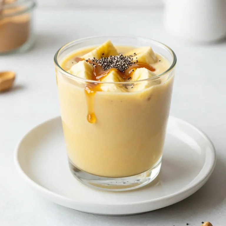 To make your Peanut Butter Banana Smoothie, gather these simple items: - 1 large ripe banana - 2 tablespoons creamy peanut butter - 1 cup unsweetened almond milk (or any milk of your choice) - 1 tablespoon honey or maple syrup (adjust to taste) - 1/2 teaspoon vanilla extract - 1/4 teaspoon ground cinnamon (optional) - 1/2 cup ice cubes (optional for a thicker smoothie) - Chia seeds or crushed nuts for garnish (optional) You can swap some ingredients to fit your taste or diet: - Use different nut butters like almond or cashew. - Try coconut milk for a richer flavor. - Substitute agave syrup for honey. - Add spinach for extra nutrients without changing the taste. This smoothie offers a tasty blend of nutrients: - Calories: About 350 - Protein: 10 grams - Carbohydrates: 45 grams - Fats: 16 grams - Fiber: 5 grams - Sugar: 18 grams (naturally from banana and honey) This combination of ingredients makes a filling and healthy drink. Enjoy the rich taste of peanut butter mixed with the sweetness of banana! {{ingredient_image_1}} 1. Start by peeling the banana. Break it into small chunks. Place the banana in your blender. 2. Add two tablespoons of creamy peanut butter. This gives the smoothie its rich flavor. 3. Pour in one cup of unsweetened almond milk. You can use any milk you like. 4. Add one tablespoon of honey or maple syrup to sweeten it. Adjust this to your taste. 5. Mix in half a teaspoon of vanilla extract for a lovely flavor boost. 6. If you like, add a quarter teaspoon of ground cinnamon. This adds warmth and spice. 7. If you want a thicker drink, toss in half a cup of ice cubes. - Place the lid on the blender tightly. Blend on high speed for about 30 seconds. - Stop and scrape the sides if needed. This helps blend everything evenly. - Blend until the mixture is smooth and creamy. You want it to feel rich and thick. - If your smoothie is too thin, add more ice cubes or a bit more banana. - Blend again until it reaches the thickness you want. - You can taste it and add more sweetener if needed. Adjust it to your liking. When picking bananas, look for a large, ripe one. It should be yellow with a few brown spots. These spots mean the banana is sweet. Avoid bananas that are too green or too brown. Green bananas taste starchy and may not blend well. Brown bananas are overripe and can taste mushy. Choose ripe ones for the best flavor. You can make your smoothie even better. Try adding a scoop of protein powder for extra energy. A handful of spinach boosts nutrients without changing the taste much. You can swap peanut butter for almond or cashew butter. This adds a new flavor twist. Sprinkle some chia seeds or crushed nuts on top for crunch. These extras not only taste good but also make your smoothie more filling. If you have leftover smoothie, store it in the fridge. Use an airtight container to keep it fresh. It will last for about one day. When you drink it later, give it a good shake or stir. If you want to save it longer, pour it into an ice cube tray. Freeze the cubes. You can add them to future smoothies for a quick chill. Pro Tips Choose the Right Banana: Use a large, ripe banana for maximum sweetness and creaminess in your smoothie. Peanut Butter Variations: Experiment with different types of peanut butter, like crunchy or flavored varieties, for a unique twist. Chill Your Ingredients: For a colder smoothie, freeze your banana beforehand or use frozen almond milk. Garnish for Texture: Adding chia seeds or crushed nuts not only enhances the flavor but also provides extra nutrients and a satisfying crunch. {{image_2}} You can boost your smoothie by adding protein powder. A scoop of vanilla or chocolate protein works great. This addition makes your drink more filling. It also gives you a protein kick. This is helpful if you need extra energy after a workout. Simply blend the powder with the other ingredients. Want to sneak in some greens? Toss in a handful of spinach or kale. These greens blend well and add nutrients without changing the taste. Spinach is mild, so it won’t overpower the banana flavor. Kale adds a bit more texture but still works nicely. You’ll get added vitamins, and it keeps the smoothie creamy. You can try different nut butters for a fun twist. Almond butter or cashew butter can change the flavor. They both blend smoothly and add healthy fats. Each nut butter gives a unique taste. You can even mix them! This keeps your smoothie exciting and lets you find your favorite. You can store your peanut butter banana smoothie in an airtight container. Use a glass jar or a plastic container with a tight lid. Make sure to fill it to the top to limit air exposure. This helps keep it fresh. Store it in the fridge for up to 24 hours. The smoothie may separate after sitting. Just shake or stir it before drinking. If you want to keep your smoothie longer, freezing is a great option. Pour the smoothie into ice cube trays or freezer-safe bags. Fill the trays about three-quarters full to allow for expansion. Freeze until solid. You can use these frozen cubes in future smoothies or thaw them in the fridge overnight. This way, you can enjoy a quick and healthy snack anytime. Smoothies are best when fresh, but if you need to reheat one, do so gently. Pour the smoothie into a pot and warm it on low heat. Stir often to prevent it from burning. You can also use a microwave. Heat in short bursts and stir in between. Never bring it to a boil. Enjoy your creamy treat while it’s warm! Yes, you can use any milk you like. Almond milk is great, but you can also try soy, oat, or regular dairy milk. Each type adds a unique flavor. If you're watching calories, choose unsweetened options. This way, you keep the smoothie healthy and tasty. Yes, this smoothie is vegan-friendly! Just use plant-based milk like almond or oat milk. For sweetness, use maple syrup instead of honey. This keeps it vegan. Enjoy the creamy texture and yummy flavors without any animal products. Peanut butter is high in protein and healthy fats. It helps keep you full longer. Bananas provide potassium and fiber, which are good for your heart and digestion. Together, they make a balanced snack. This smoothie is not just tasty; it also fuels your body with nutrients. We've covered how to make a delicious peanut butter banana smoothie, from ingredients to storage tips. You now know what to use and how to create a creamy texture. Remember to try adding greens or protein for a health boost. With the right ingredients and a bit of creativity, your smoothies can be both tasty and nutritious. Enjoy exploring different flavors and methods to find your perfect blend. Your smoothie journey starts now!