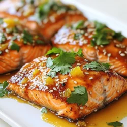To make orange glazed salmon, gather these ingredients: - 4 salmon fillets (about 6 oz each) - 1/2 cup freshly squeezed orange juice - Zest of 1 orange - 2 tablespoons honey - 2 tablespoons soy sauce (or tamari for gluten-free) - 1 tablespoon olive oil - 1 teaspoon fresh ginger, grated - 2 cloves garlic, minced - Salt and pepper to taste - Fresh cilantro or parsley for garnish - Sesame seeds for garnish (optional) You can switch up some ingredients for fun flavors. Try using lemon or lime juice instead of orange juice. This gives a different taste. You can also mix in some chili flakes for heat or add fresh herbs like thyme for a new twist. If you want a sweeter glaze, use maple syrup instead of honey. When choosing salmon, look for bright, vibrant color. The flesh should be firm and spring back when you press it. Avoid any fillets with brown spots or a dull appearance. Fresh salmon should smell like the ocean, not fishy. If you can, buy wild-caught salmon for better flavor and health benefits. Always check the sell-by date to ensure freshness. {{ingredient_image_1}} To start, gather all your ingredients. You need: - 4 salmon fillets (about 6 oz each) - 1/2 cup freshly squeezed orange juice - Zest of 1 orange - 2 tablespoons honey - 2 tablespoons soy sauce - 1 tablespoon olive oil - 1 teaspoon fresh ginger, grated - 2 cloves garlic, minced - Salt and pepper to taste - Fresh cilantro or parsley for garnish - Sesame seeds for garnish (optional) Next, make the orange glaze. In a small saucepan, mix the orange juice, orange zest, honey, soy sauce, olive oil, ginger, and garlic. Heat it over medium heat. Stir well and bring it to a simmer. Let it simmer for about 5 to 10 minutes. Keep stirring until it thickens a bit. Once done, take it off the heat and set it aside. You can cook the salmon in two ways: grilling or baking. If you choose grilling, preheat your grill to 400°F (200°C). Brush the salmon fillets with half of the orange glaze. Place them skin-side down on the grill. Cook for about 5 to 6 minutes on each side. For baking, preheat your oven to the same 400°F (200°C). Line a baking sheet with parchment paper. Put the salmon fillets on the sheet and brush them with the glaze. Bake for 12 to 15 minutes. Baste the fillets with the glaze halfway through for extra flavor. To check if your salmon is done, look for a few signs. The salmon should be opaque and flaky. You can gently press it with a fork. If it flakes easily, it is cooked. The internal temperature should reach 145°F (63°C). Use a meat thermometer for accuracy. Once cooked, take the salmon out of the grill or oven. Let it rest for a couple of minutes before serving. Enjoy your orange glazed salmon drizzled with extra glaze and garnished with fresh herbs and sesame seeds! To get the best glaze, simmer the sauce well. Mix orange juice, zest, honey, soy sauce, olive oil, ginger, and garlic in a small pot. Heat it on medium until it bubbles. Then, lower the heat. Let it thicken for about 5 to 10 minutes. Stir often to avoid burning. This makes the glaze rich and sticky. Brush it on the salmon before cooking and again when serving. Orange glazed salmon pairs well with many sides. Here are some tasty options: - Steamed broccoli - Roasted asparagus - Garlic mashed potatoes - Quinoa salad - Jasmine rice These sides balance the sweet and savory flavor of the salmon. They also add color to your plate. Marinating salmon adds flavor and moisture. Use the glaze as a marinade. Let the salmon sit in the marinade for at least 30 minutes. You can do this in the fridge. Avoid marinating for too long, as the acid can change the texture. If you’re short on time, a quick 10-minute soak still adds great taste. Pro Tips Fresh Ingredients: Always use fresh orange juice and zest for the best flavor. Bottled juice can lack the vibrant taste that fresh juice provides. Marinate for Flavor: For an enhanced flavor profile, consider marinating the salmon in the orange glaze for 30 minutes before cooking. Check Doneness: Salmon is done when it flakes easily with a fork and has an internal temperature of 145°F (63°C). Keep an eye on it to prevent overcooking. Garnish Options: Experiment with different garnishes like chopped green onions or a sprinkle of chili flakes for an extra kick of flavor. {{image_2}} You can switch up the orange in the glaze for other citrus fruits. Lemon adds a bright zing. Lime gives a fresh and tangy taste. Grapefruit offers a lovely sweetness and slight bitterness. Each fruit pairs well with salmon, giving you new flavors to explore. Just keep the amount of juice the same. Adding spices or herbs can make this dish even better. You can try a bit of chili powder for heat. A touch of cumin adds a warm note. Fresh herbs like dill or basil can brighten the glaze. Just chop them finely and mix them into the glaze. The right spice or herb can take your dish from good to great. This recipe is easy to make gluten-free. Just use tamari instead of soy sauce. For a dairy-free option, this recipe is already great. There are no dairy products in the glaze. You can enjoy this dish without worry. It fits well into many diets while keeping the flavor bold and bright. Store leftover salmon in an airtight container. Let it cool to room temperature first. Place it in the fridge. It will stay fresh for 2 to 3 days. If you want to keep it longer, consider freezing it. Always label your container with the date. Freezing orange glazed salmon is simple. Wrap each fillet tightly in plastic wrap. Then, place the wrapped fillets in a freezer bag. Remove as much air as possible. This helps prevent freezer burn. You can freeze the salmon for up to 3 months. When ready to use, thaw it overnight in the fridge. To reheat salmon, avoid drying it out. Preheat your oven to 275°F (135°C). Place the salmon on a baking sheet and cover it loosely with foil. Heat for about 15 minutes or until warmed through. You can also use a microwave. Cover the salmon with a damp paper towel. Heat it in short bursts, checking often. Enjoy your tasty orange glazed salmon! Yes, you can use frozen salmon. Just make sure to thaw it first. Place the salmon in the fridge overnight or run it under cold water. After thawing, pat it dry with paper towels. This helps the glaze stick better. You may need to adjust cooking time. Cook it a bit longer if it is still cold. If you want to replace honey, use maple syrup or agave syrup. Both options add sweetness. You can also try brown sugar if you like. Just mix it with a little water to help it dissolve. Each option will change the flavor a bit, but they all work well. To check if salmon is done, look for its color. It should change from bright pink to a light pink. Use a fork to flake it. If it flakes easily, it's ready. The internal temperature should reach 145°F (63°C). If you don’t have a thermometer, this method works well. Enjoy your perfectly cooked salmon! This blog post walks you through making orange glazed salmon. We discussed ingredients, preparation, and cooking methods—grilling versus baking. I shared tips for selecting fresh salmon and achieving that perfect glaze. You learned about variations, like using different citrus and spices. I also covered storage and reheating to keep your salmon tasty. In the end, this meal is simple, flexible, and delicious. You can make it your own. Enjoy your cooking journey with salmon!